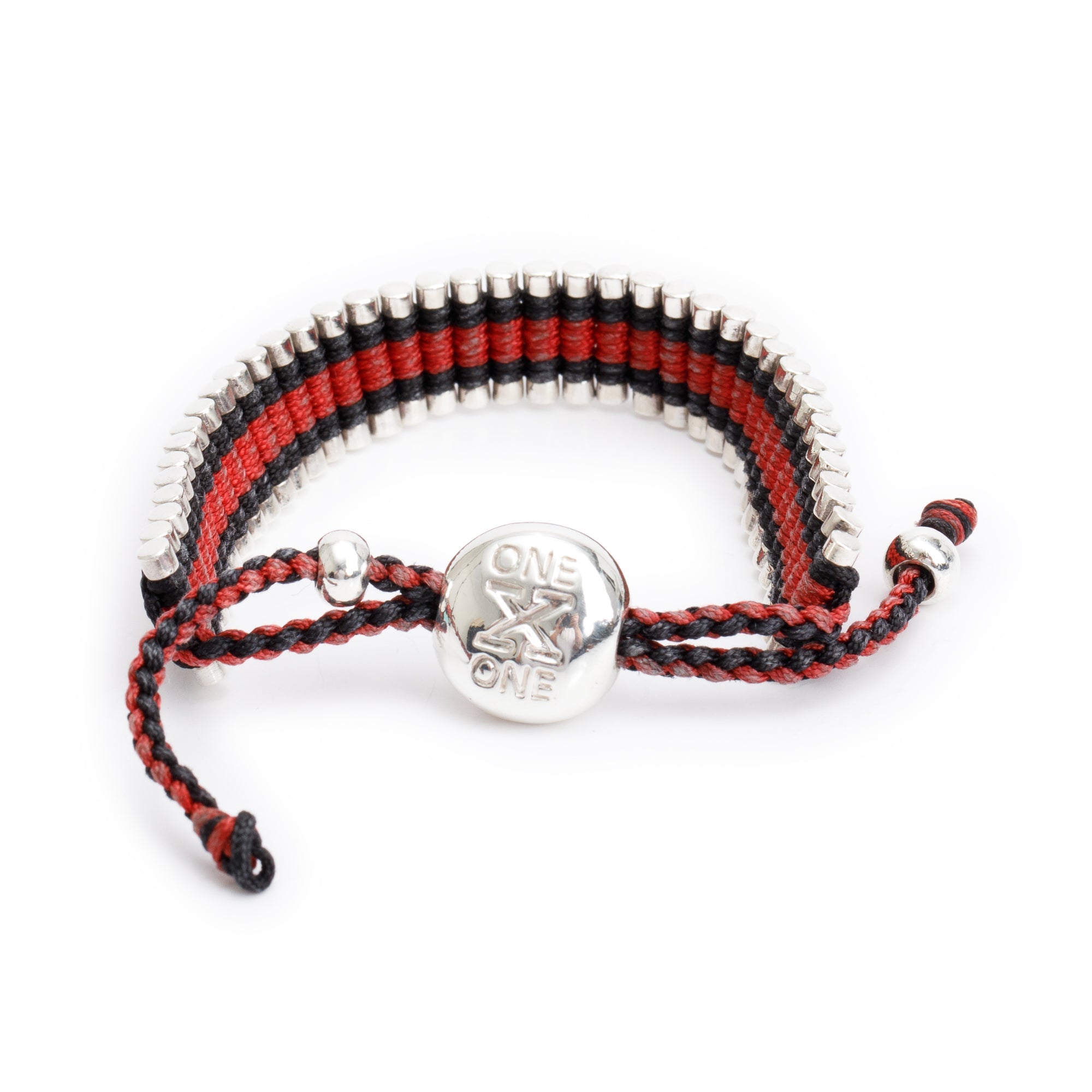 Links of London Sterling Silver Black & Red Cord Friendship Bracelet