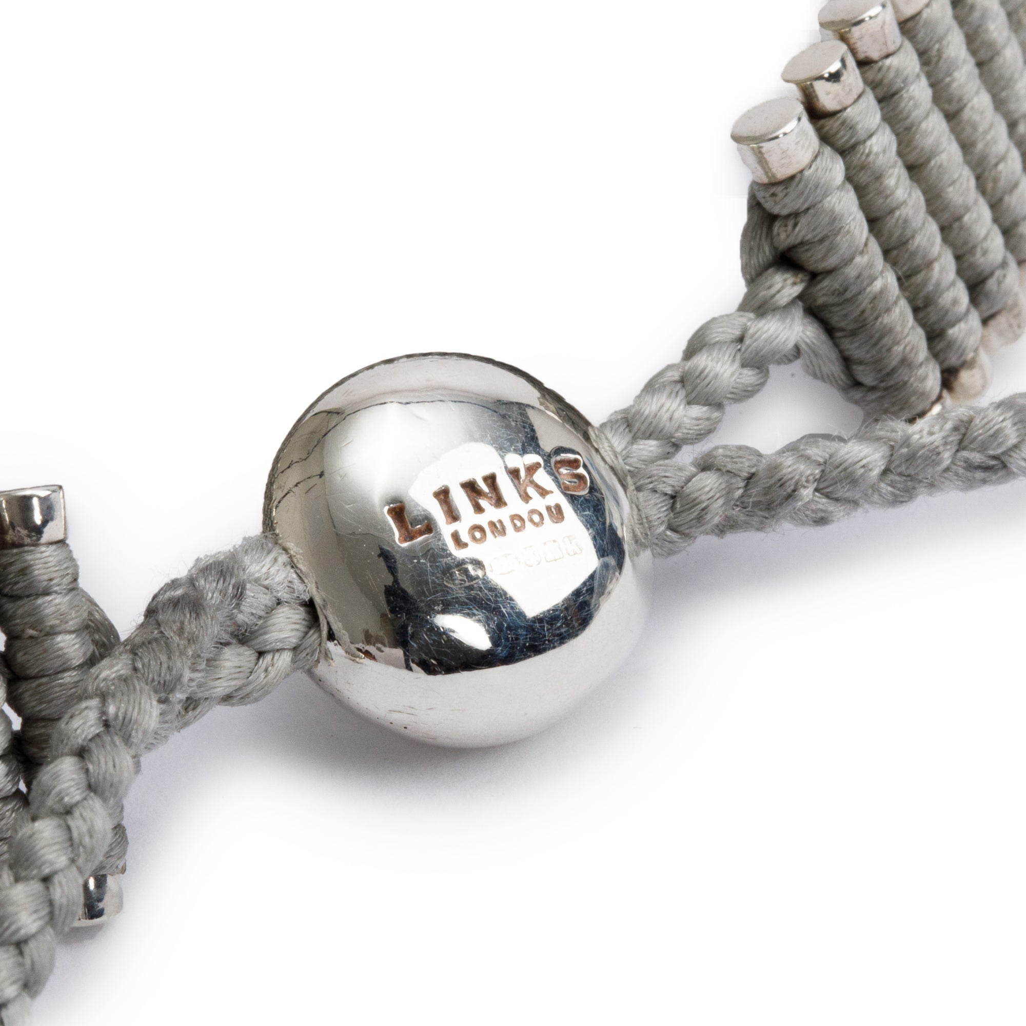 Links of London Sterling Silver Grey Cord Friendship Bracelet