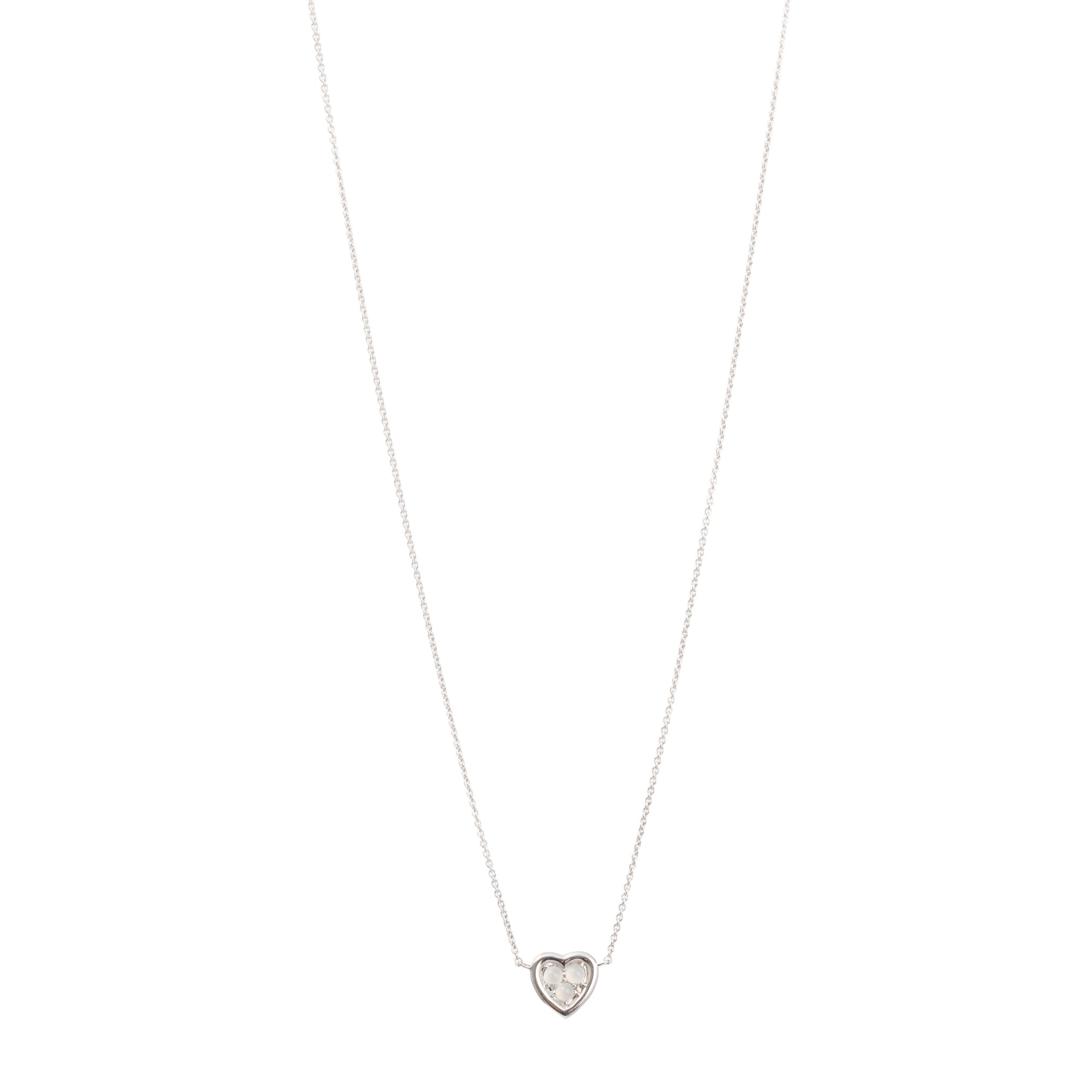 Links of London Sterling Silver Mini Open Heart Moonstone Pendant Necklace w/ Box