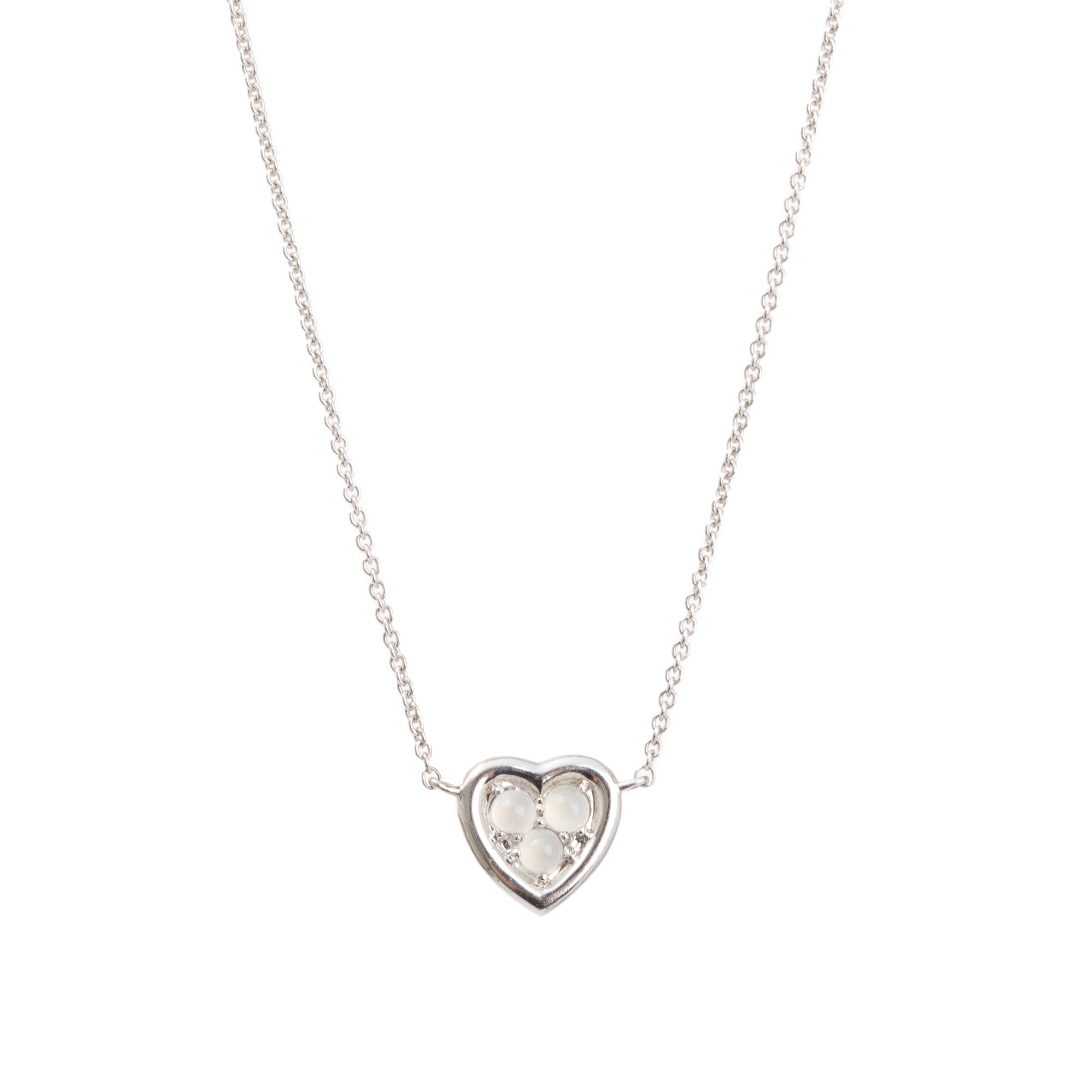 Links of London Sterling Silver Mini Open Heart Moonstone Pendant Necklace w/ Box