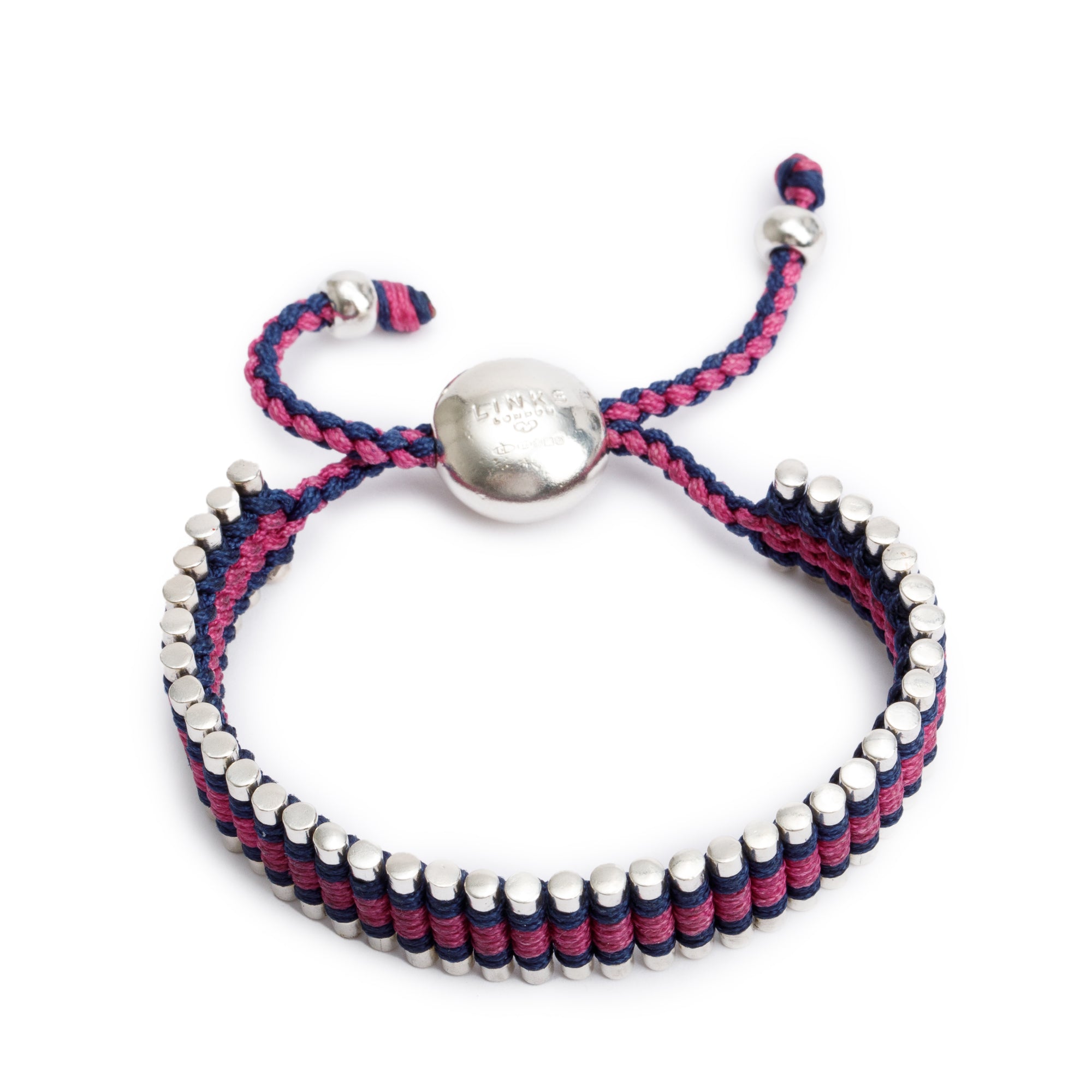 Links of London Sterling Silver Pink & Blue Cord Friendship Bracelet