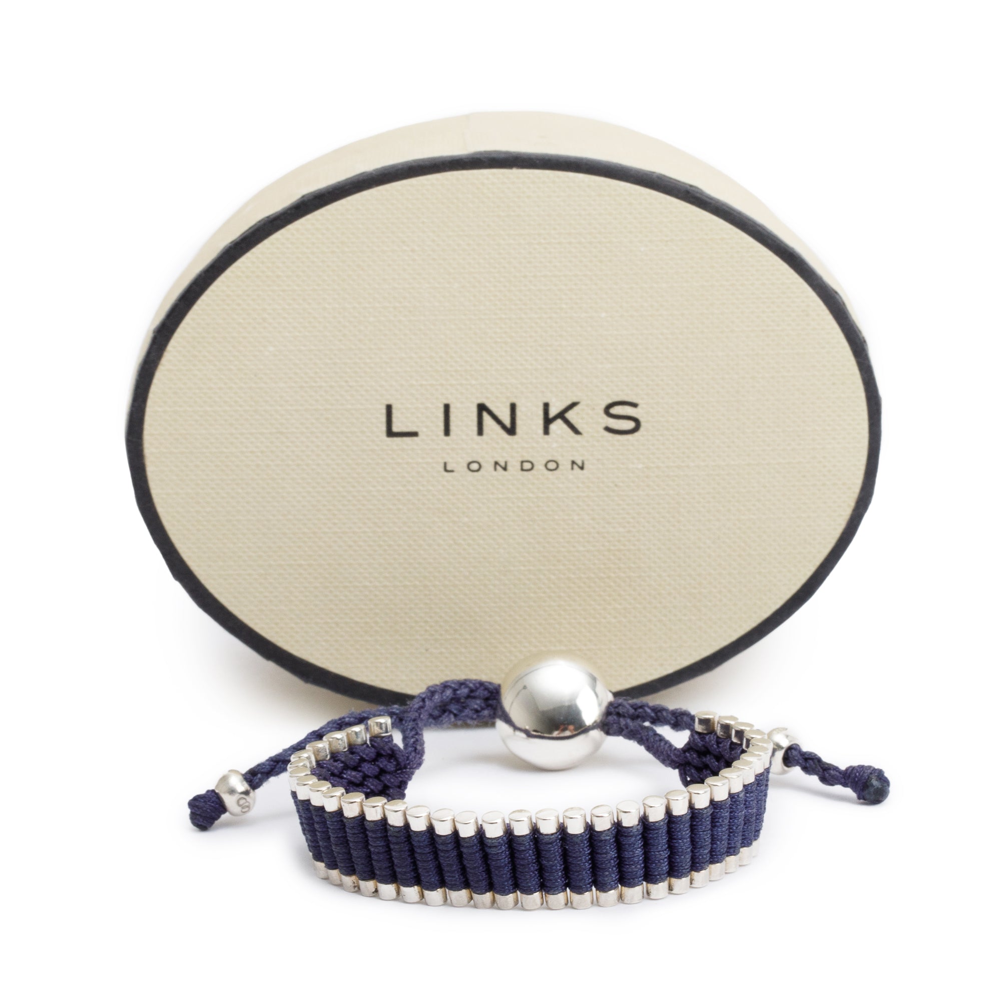 Links of London Sterling Silver Purple Friendship Bracelet w/ Box