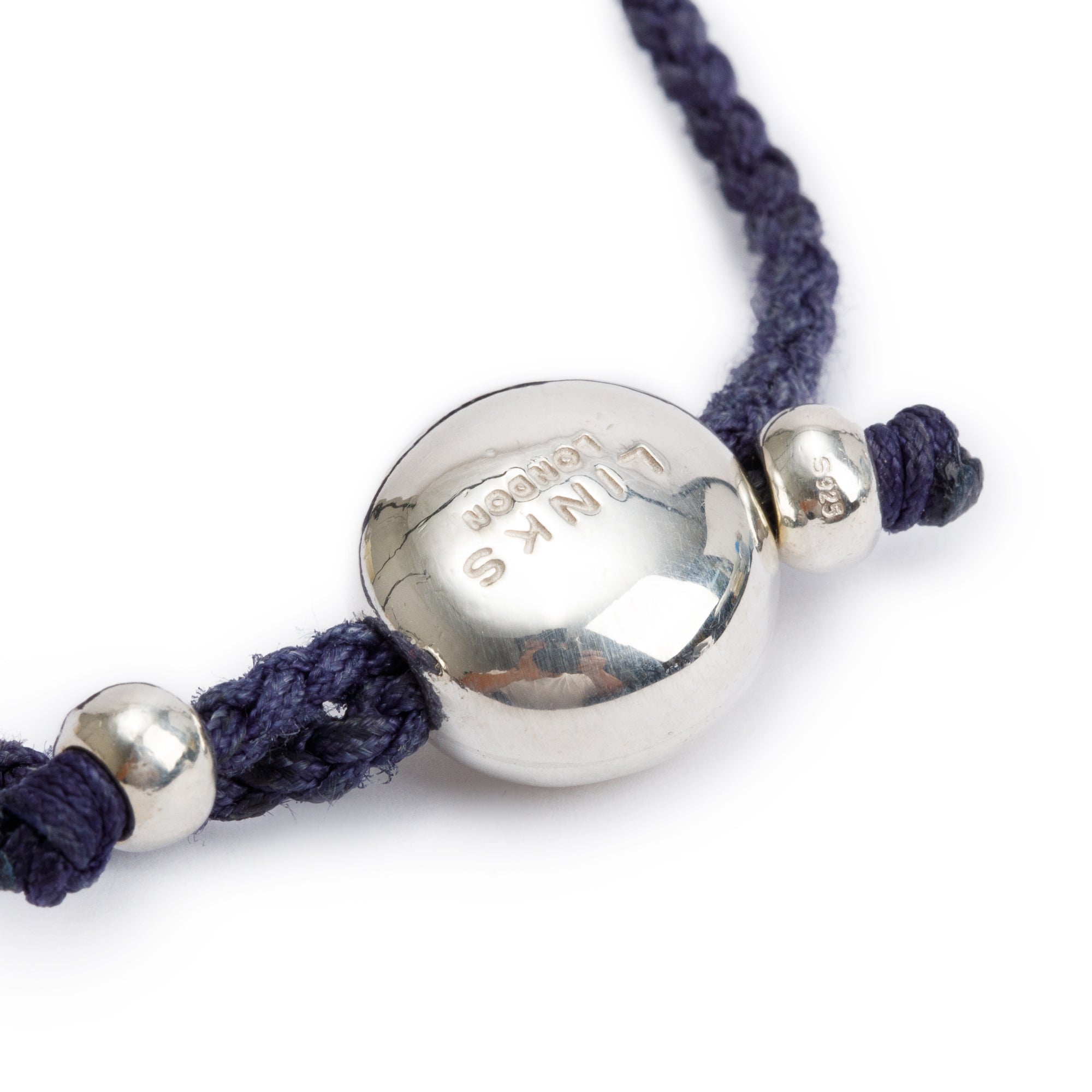 Links of London Sterling Silver Purple Friendship Bracelet w/ Box