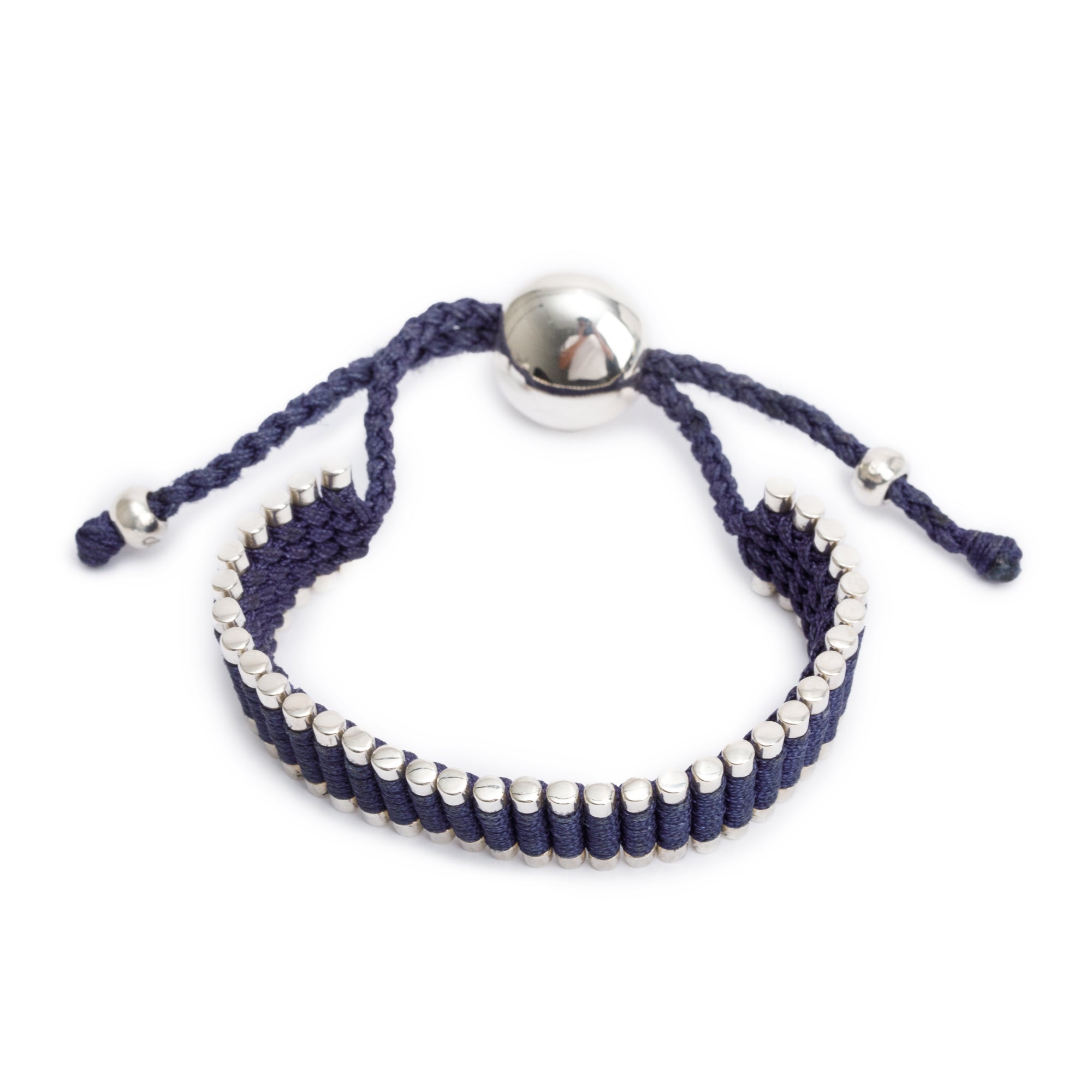 Links of London Sterling Silver Purple Friendship Bracelet w/ Box