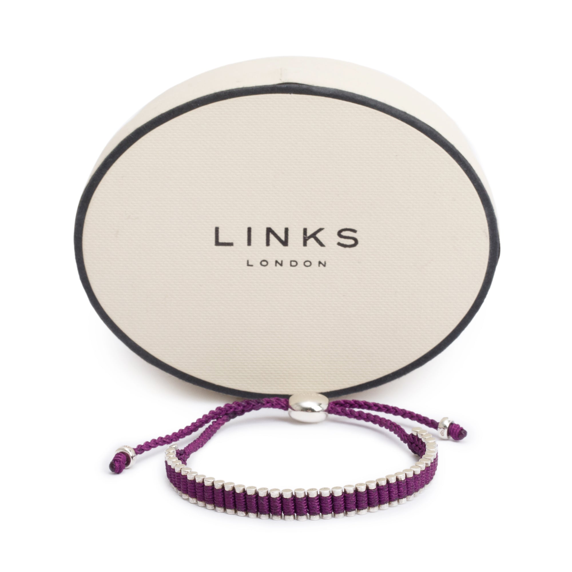 Links of London Sterling Silver Purple Narrow Friendship Bracelet w/ Box