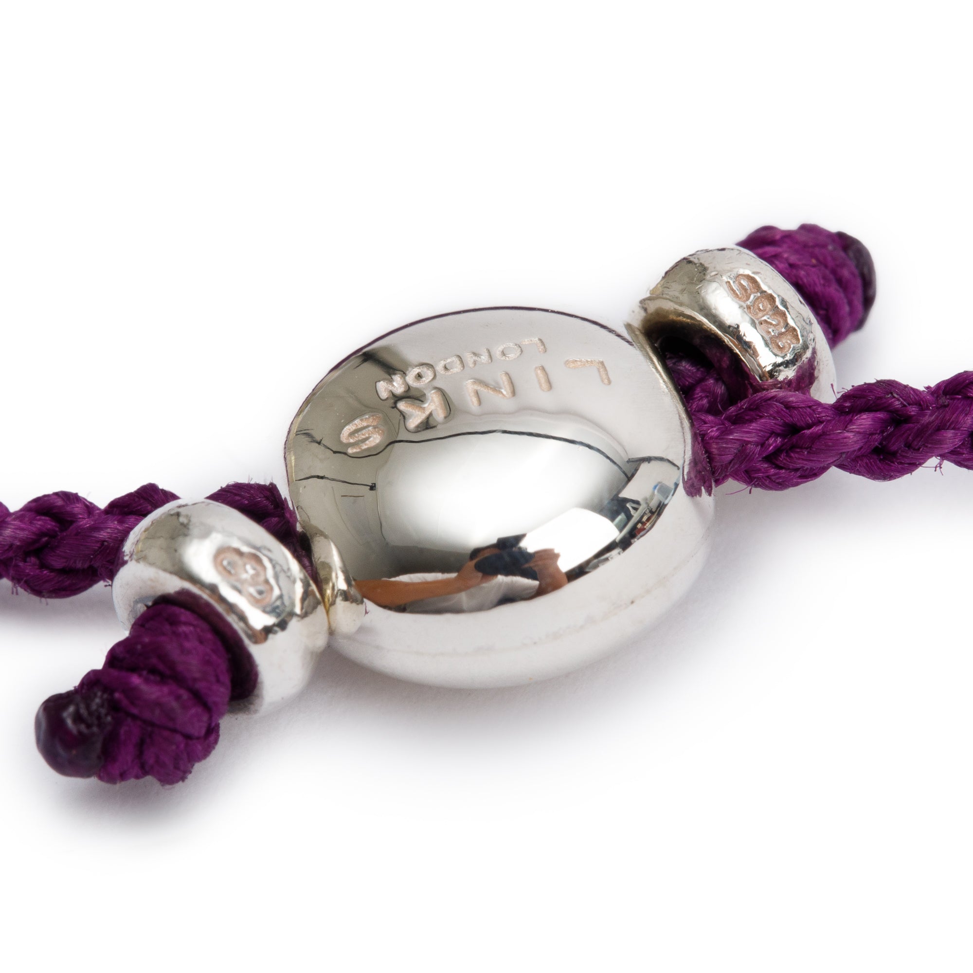 Links of London Sterling Silver Purple Narrow Friendship Bracelet w/ Box
