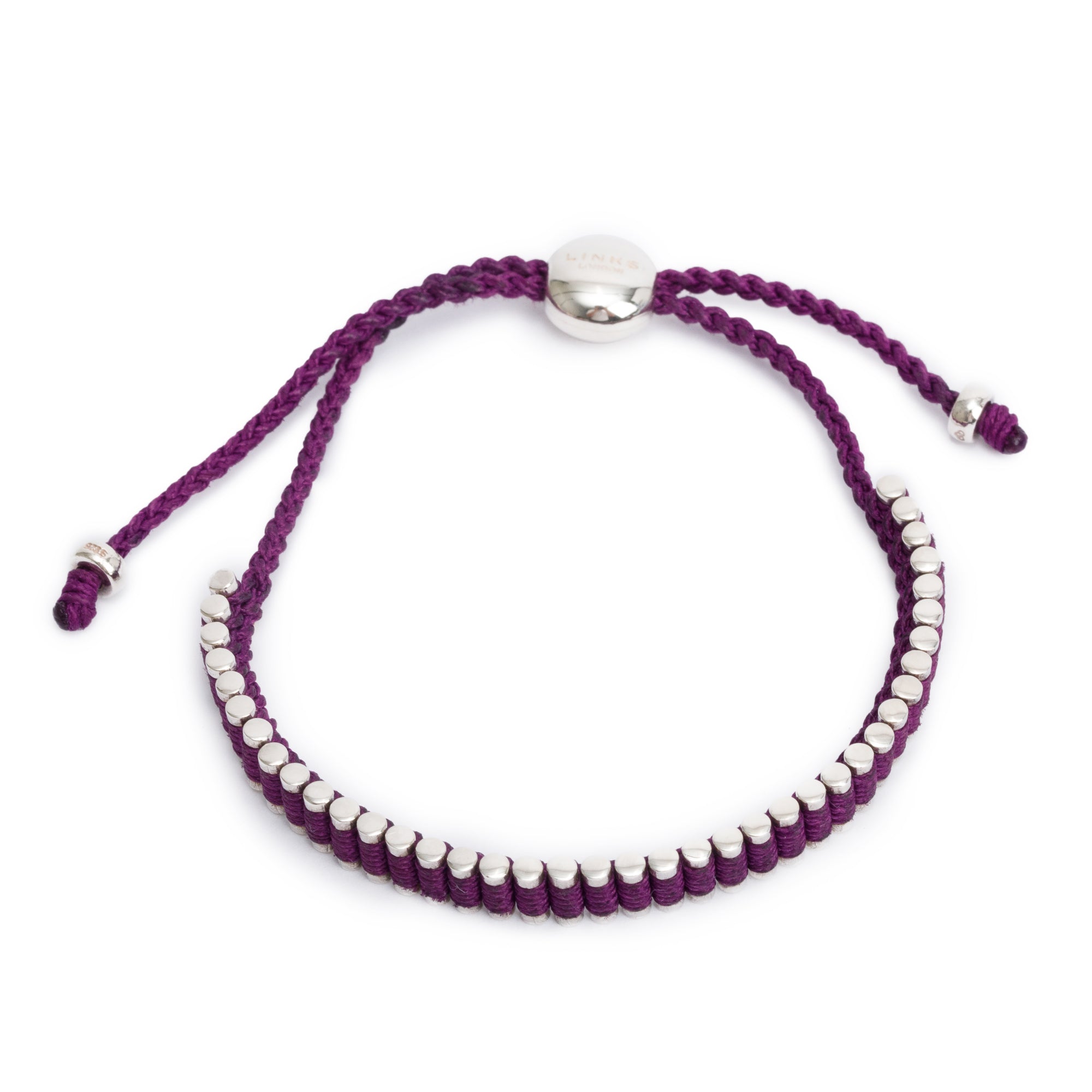 Links of London Sterling Silver Purple Narrow Friendship Bracelet w/ Box
