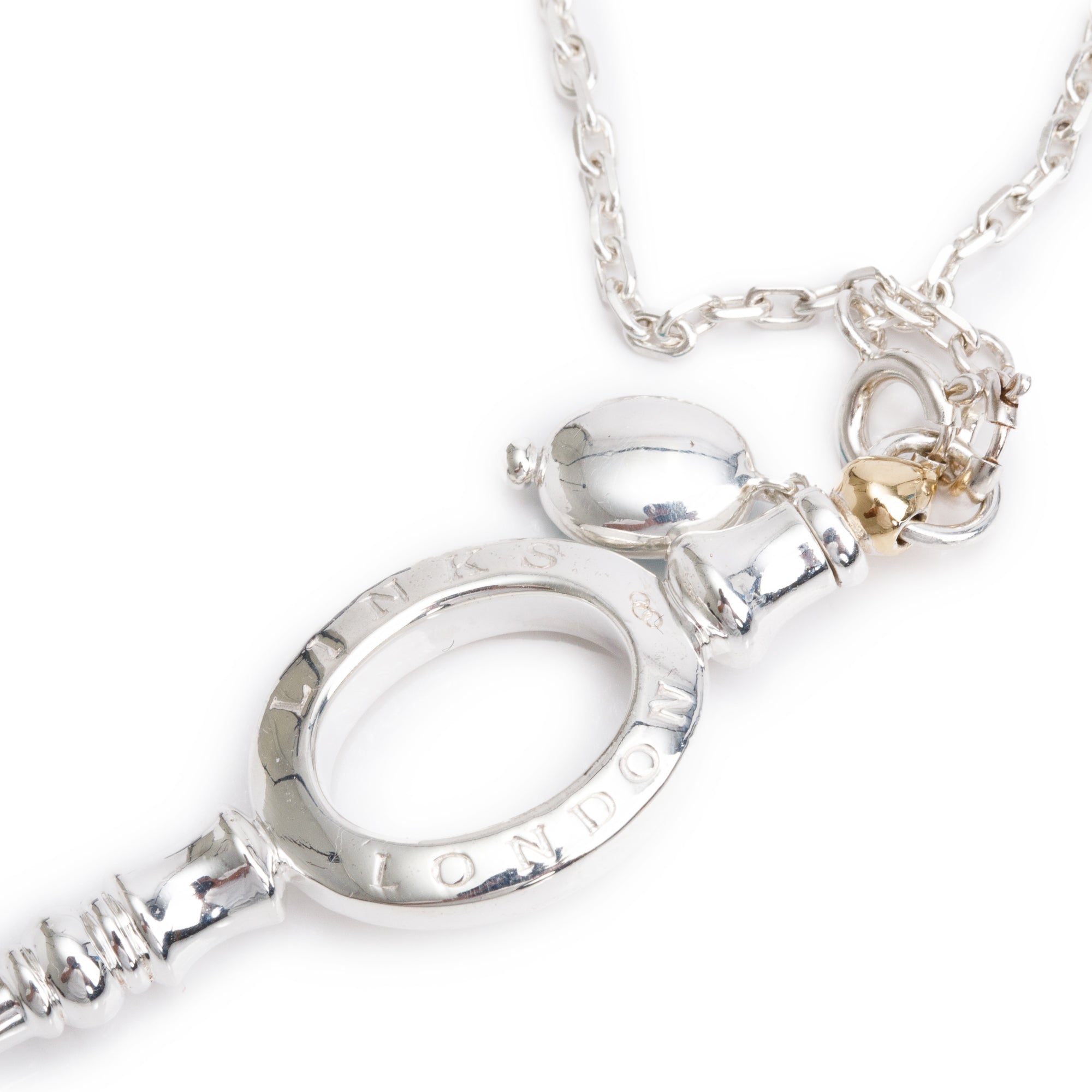 Links of London Sterling Silver Turquoise Anthology Key Pendant Necklace w/ Box