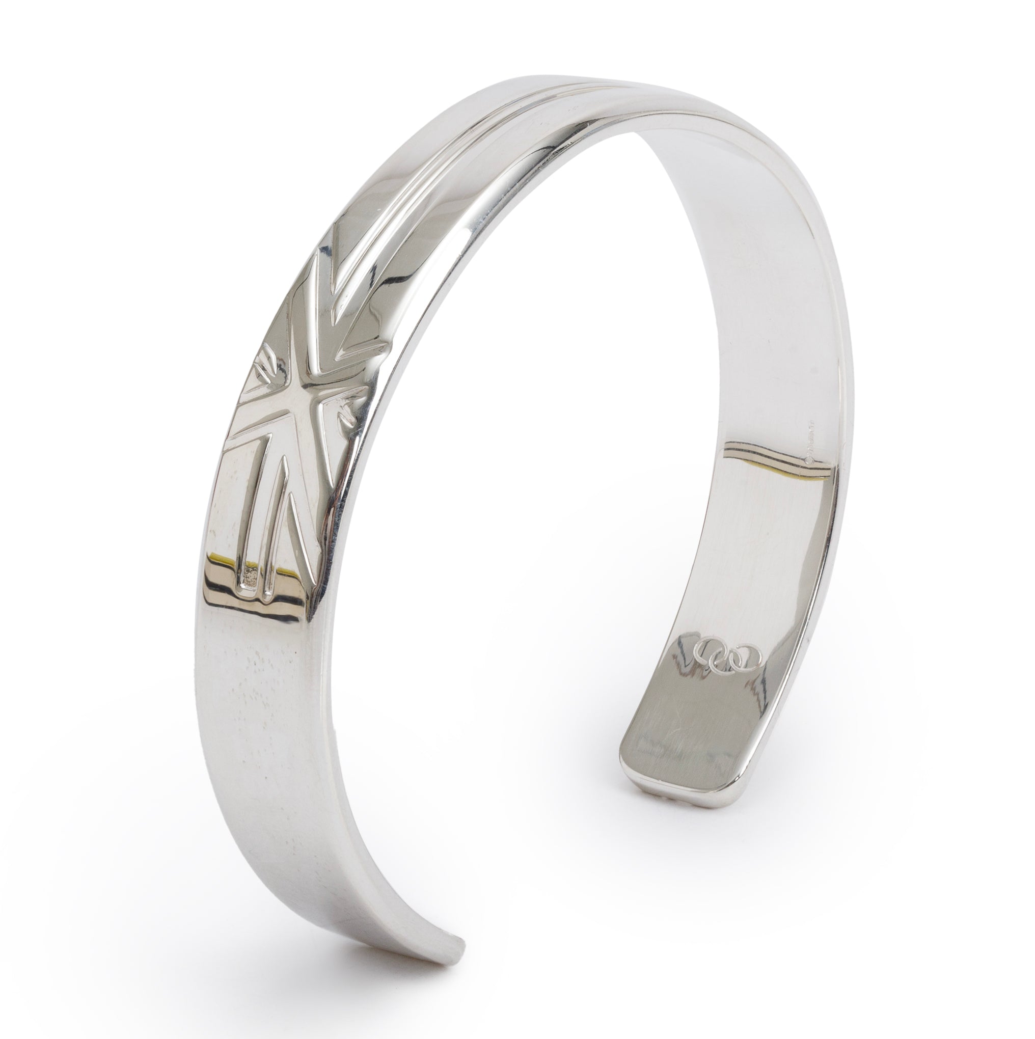 Links of London Sterling Silver Union Jack Cuff Bracelet, Size M w/ Box
