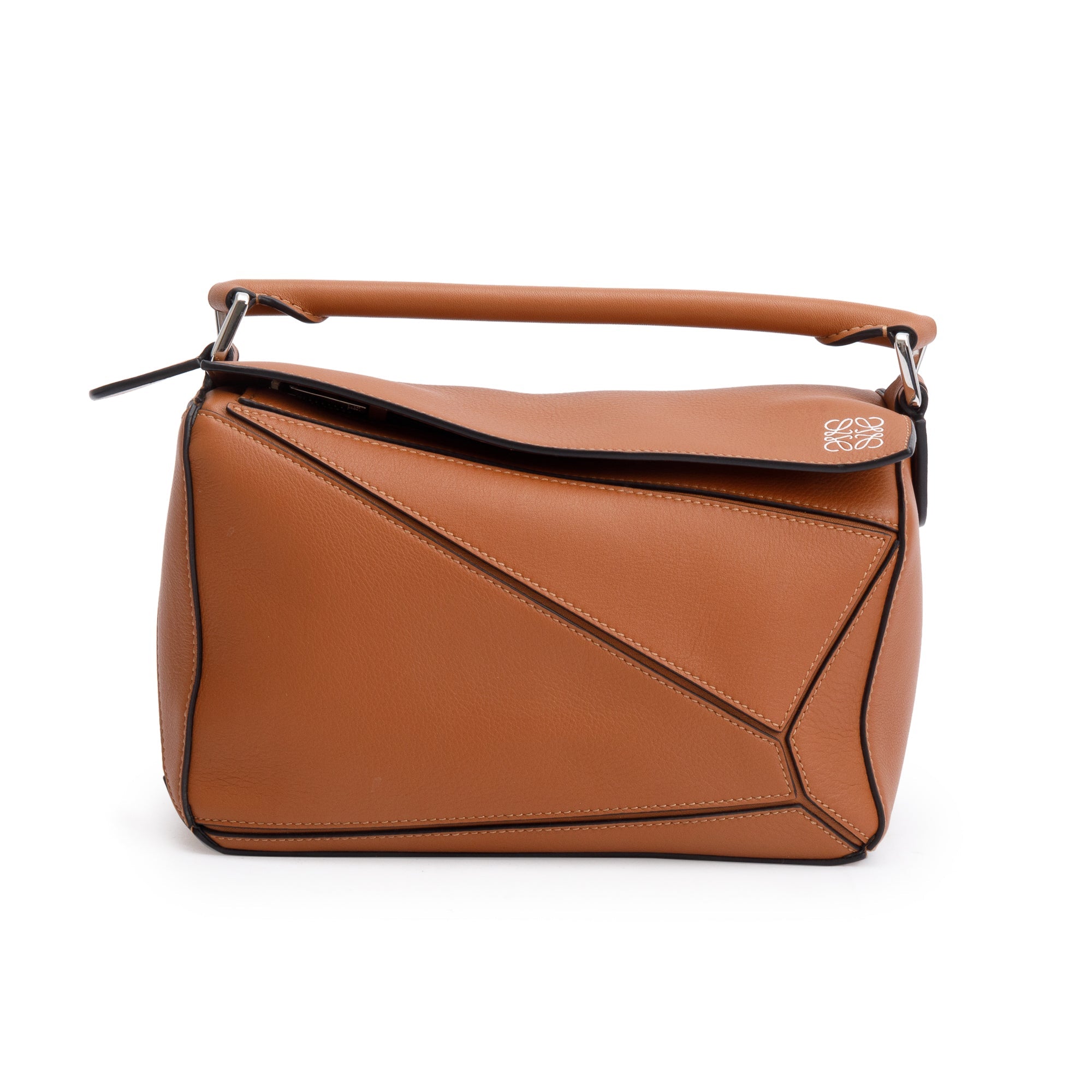 Loewe 2020 Tan Calfskin Leather Small Puzzle Edge Bag