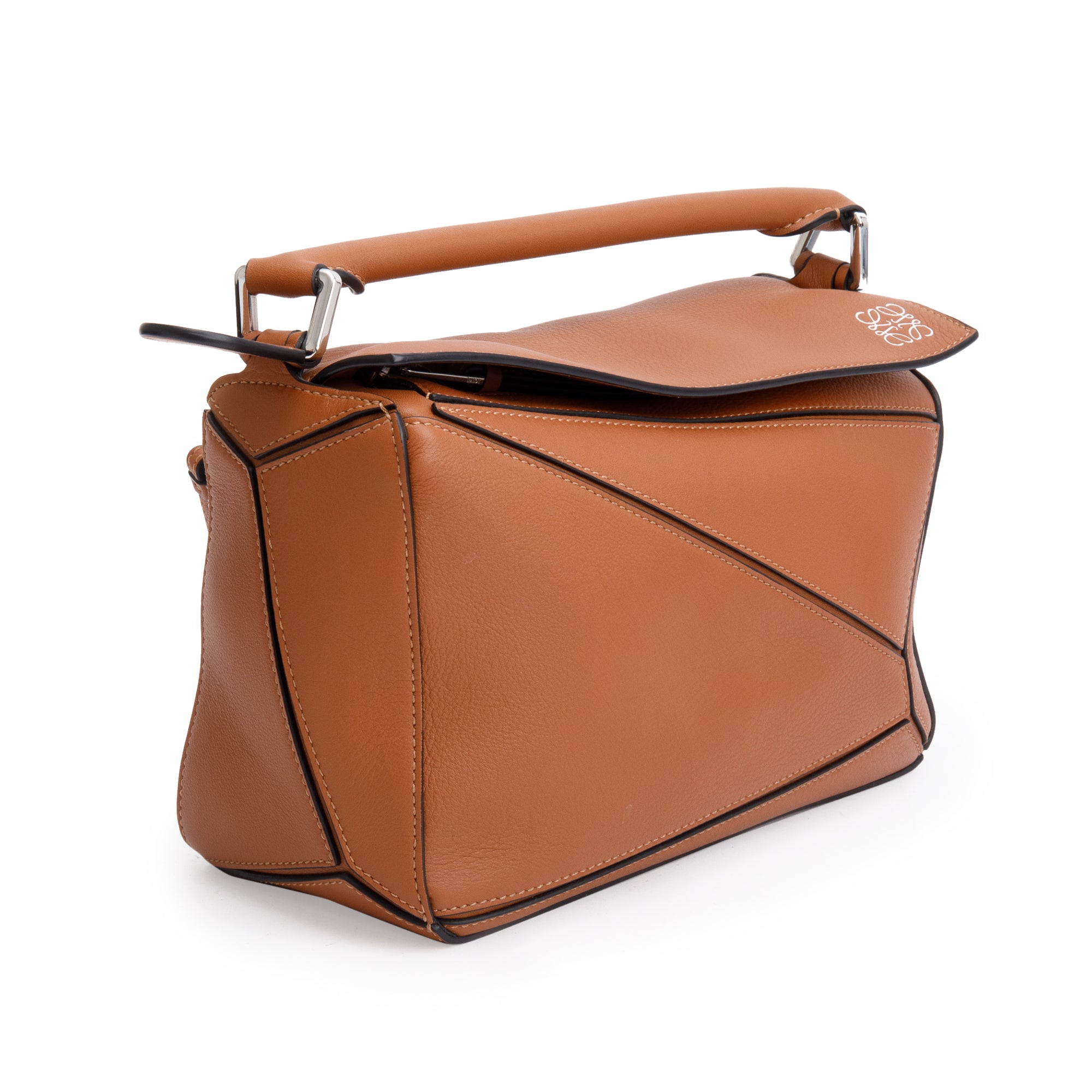Loewe 2020 Tan Calfskin Leather Small Puzzle Edge Bag