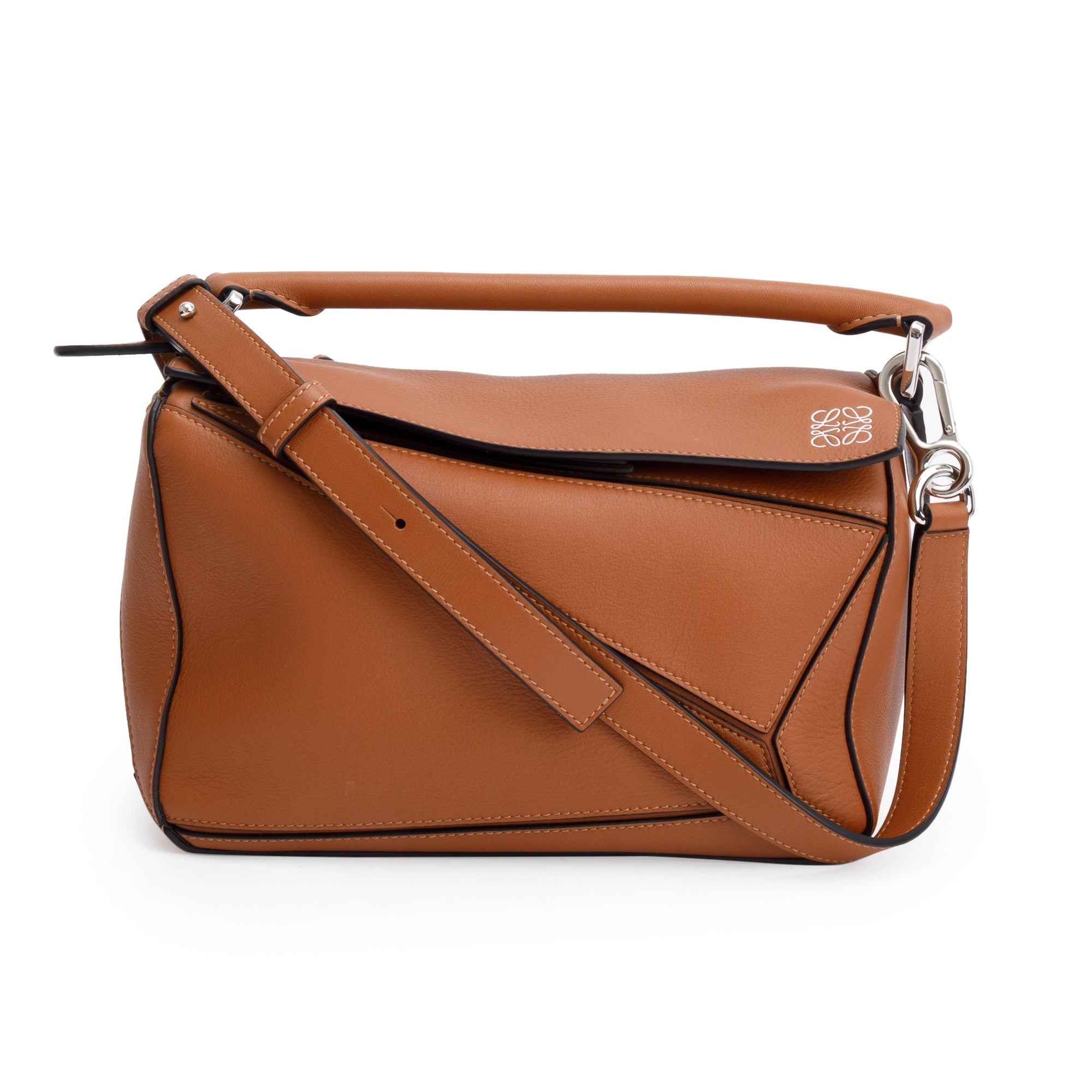 Loewe 2020 Tan Calfskin Leather Small Puzzle Edge Bag