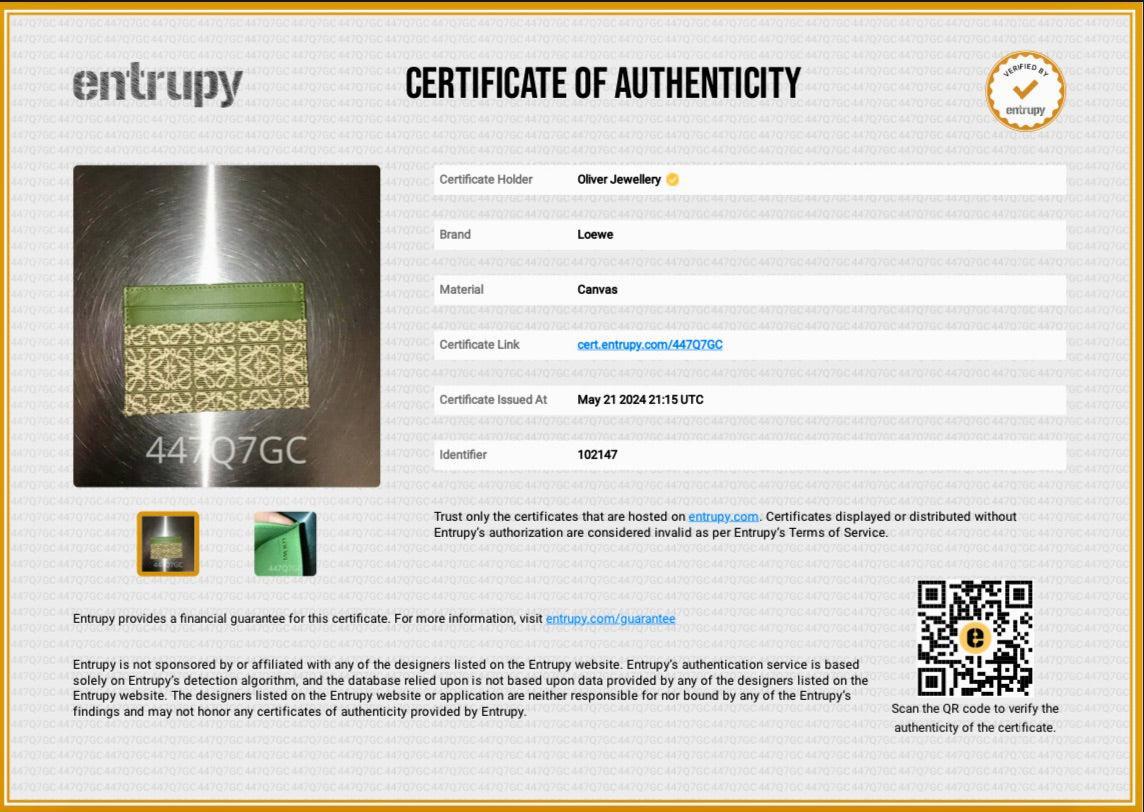 Loewe Avocado Calfskin Jacquard Anagram Cardholder