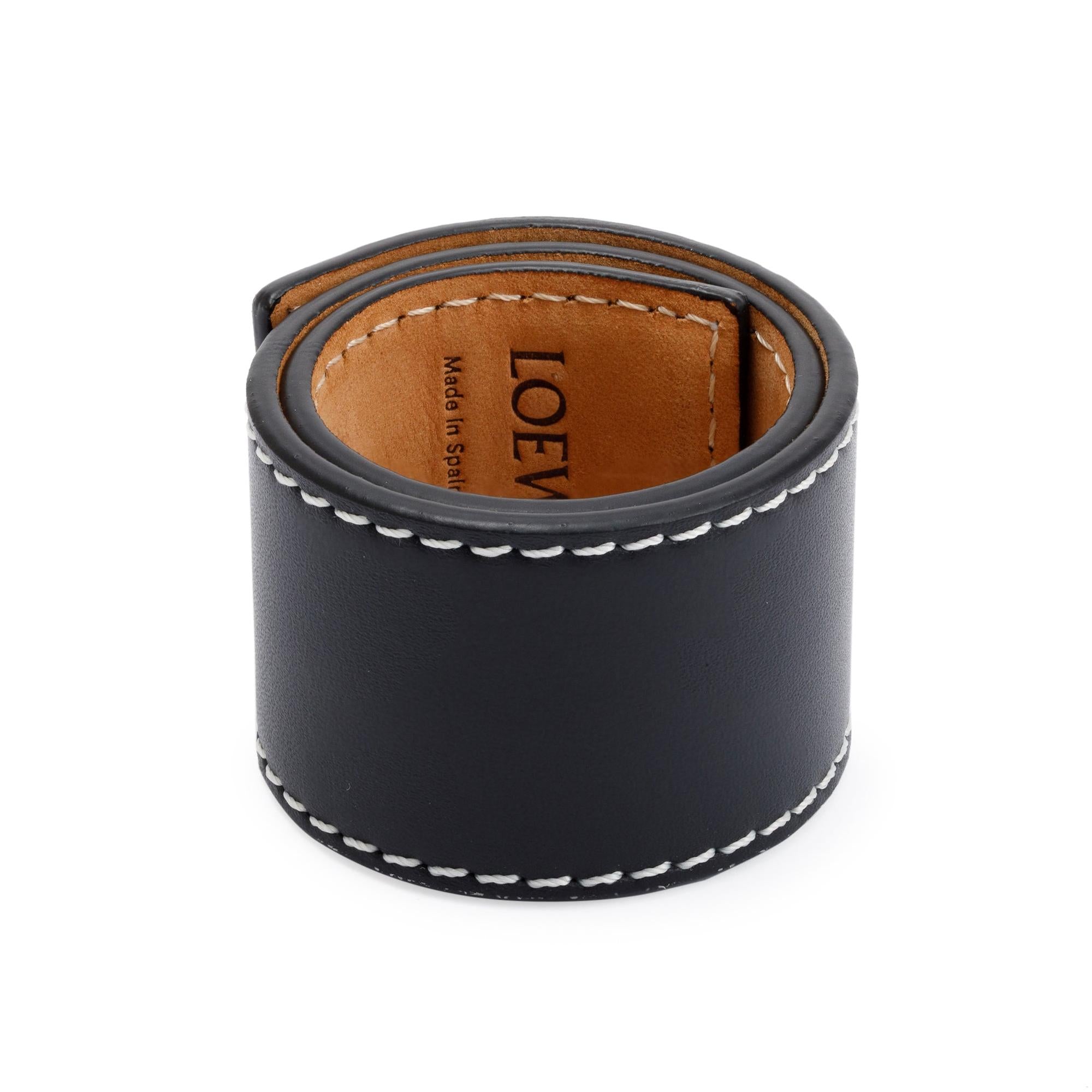 Loewe Black Leather Slap Bracelet