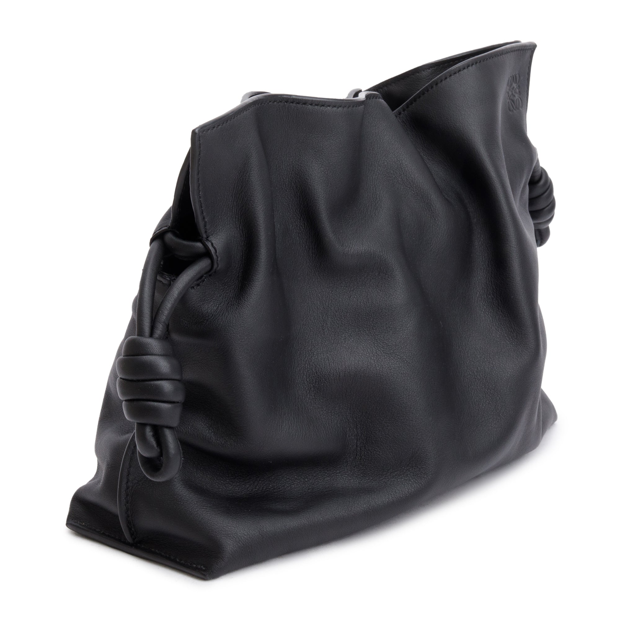 Loewe Black Nappa Leather Medium Flamenco Clutch Crossbody Bag