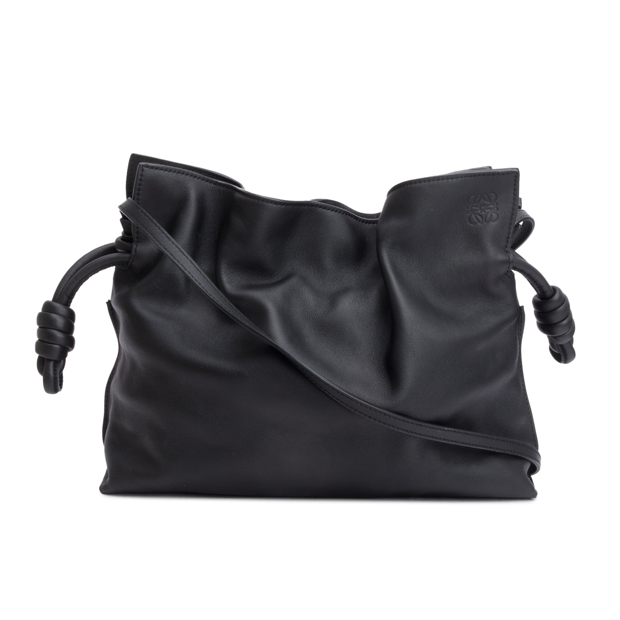 Loewe Black Nappa Leather Medium Flamenco Clutch Crossbody Bag