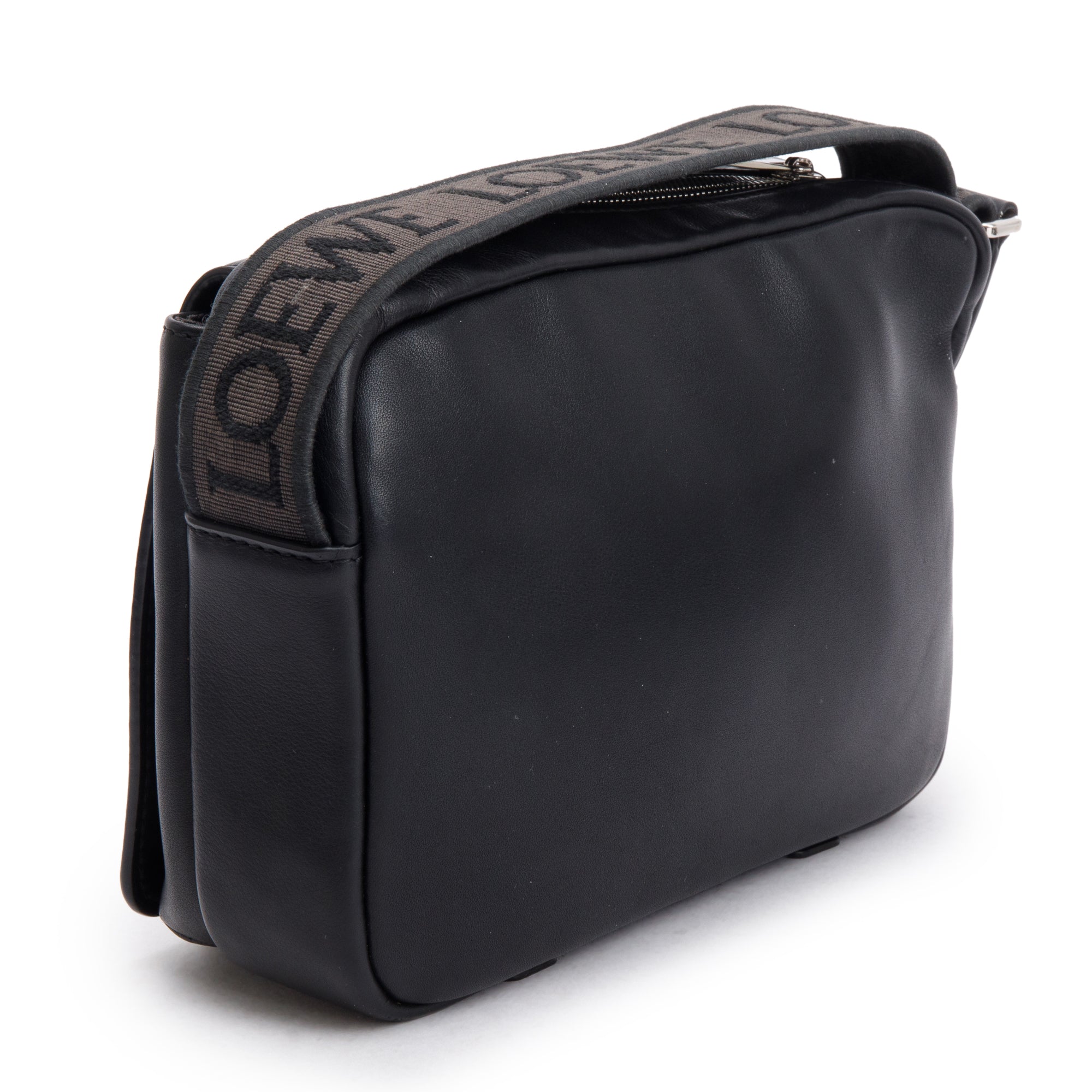 Loewe Black Supple Smooth Leather Jacquard XS Military Messenger Bag