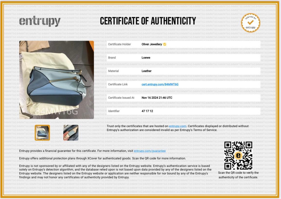 Loewe Blue Calfskin Leather Small Puzzle Edge Bag w/ Strap