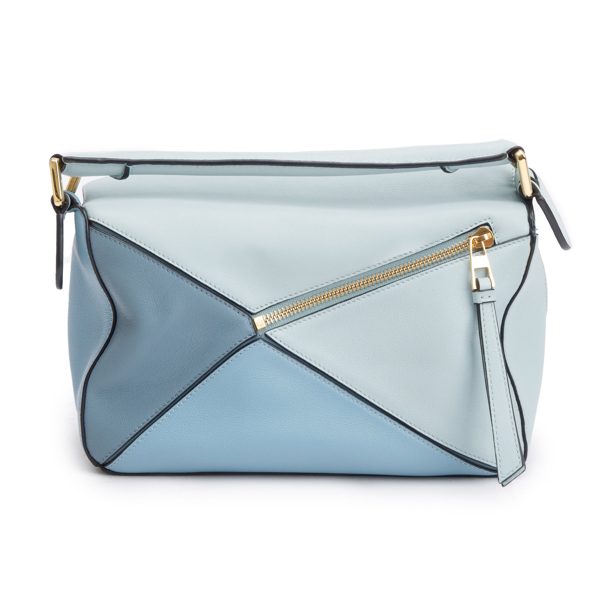 Loewe Blue Calfskin Leather Small Puzzle Edge Bag w/ Strap
