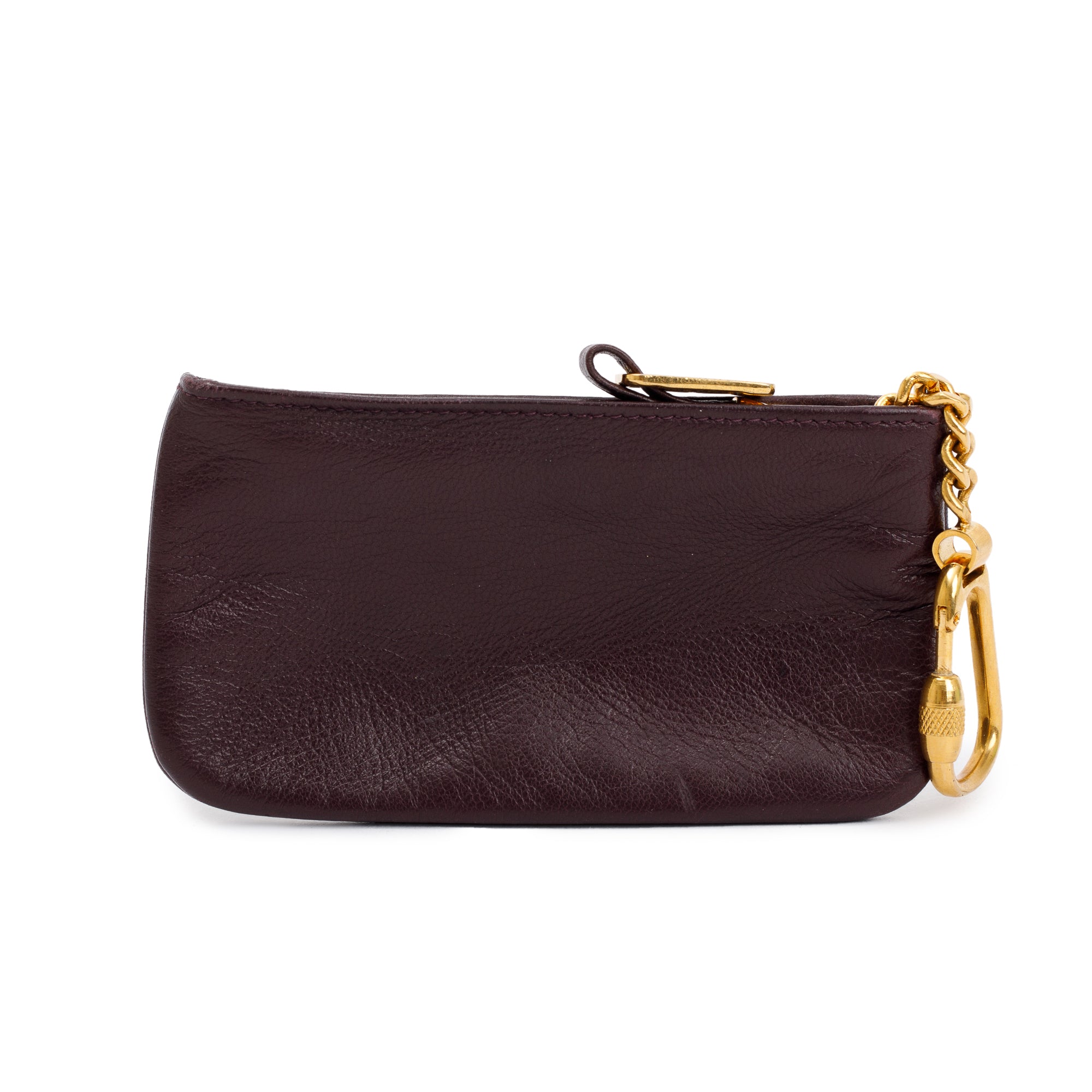 Loewe Burgundy Lambskin Leather Key Pouch