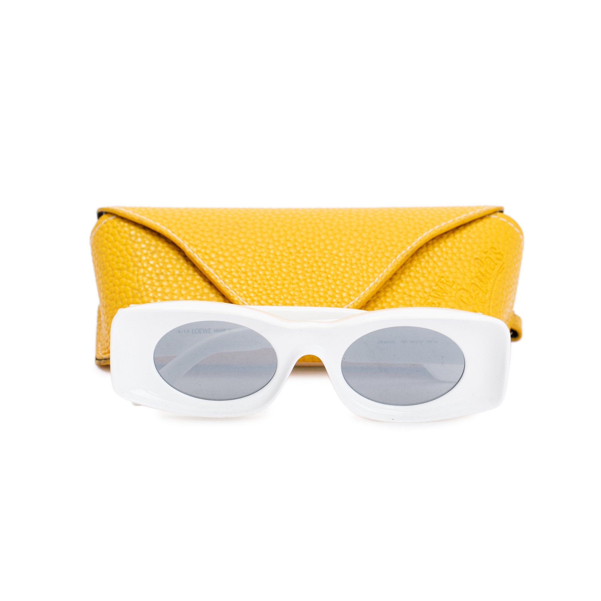 Loewe LW400331 White Acetate Paula's Ibiza Rectangular Sunglasses w/ Case