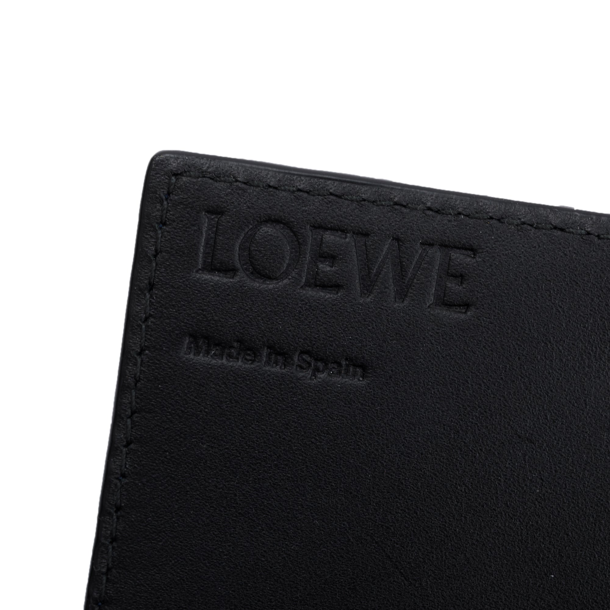 Loewe Navy Embossed Calfskin Leather Business Cardholder