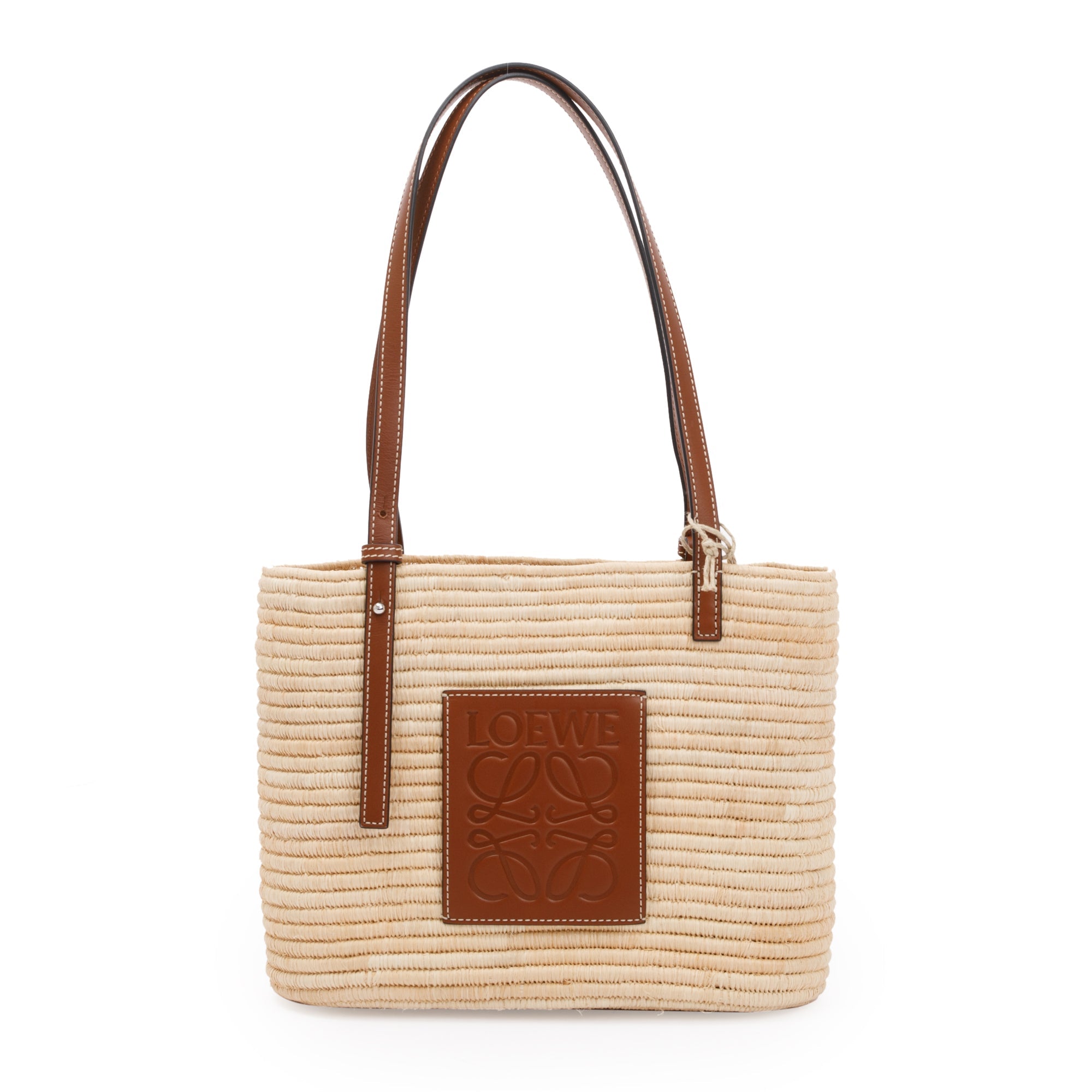 Loewe Neutral Raffia Small Square Basket Bag