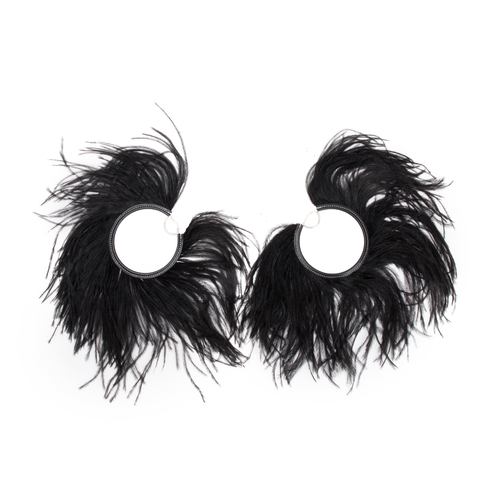 Loewe Silver Tone Metal Extra Large Feather Loop Earrings w/ Box