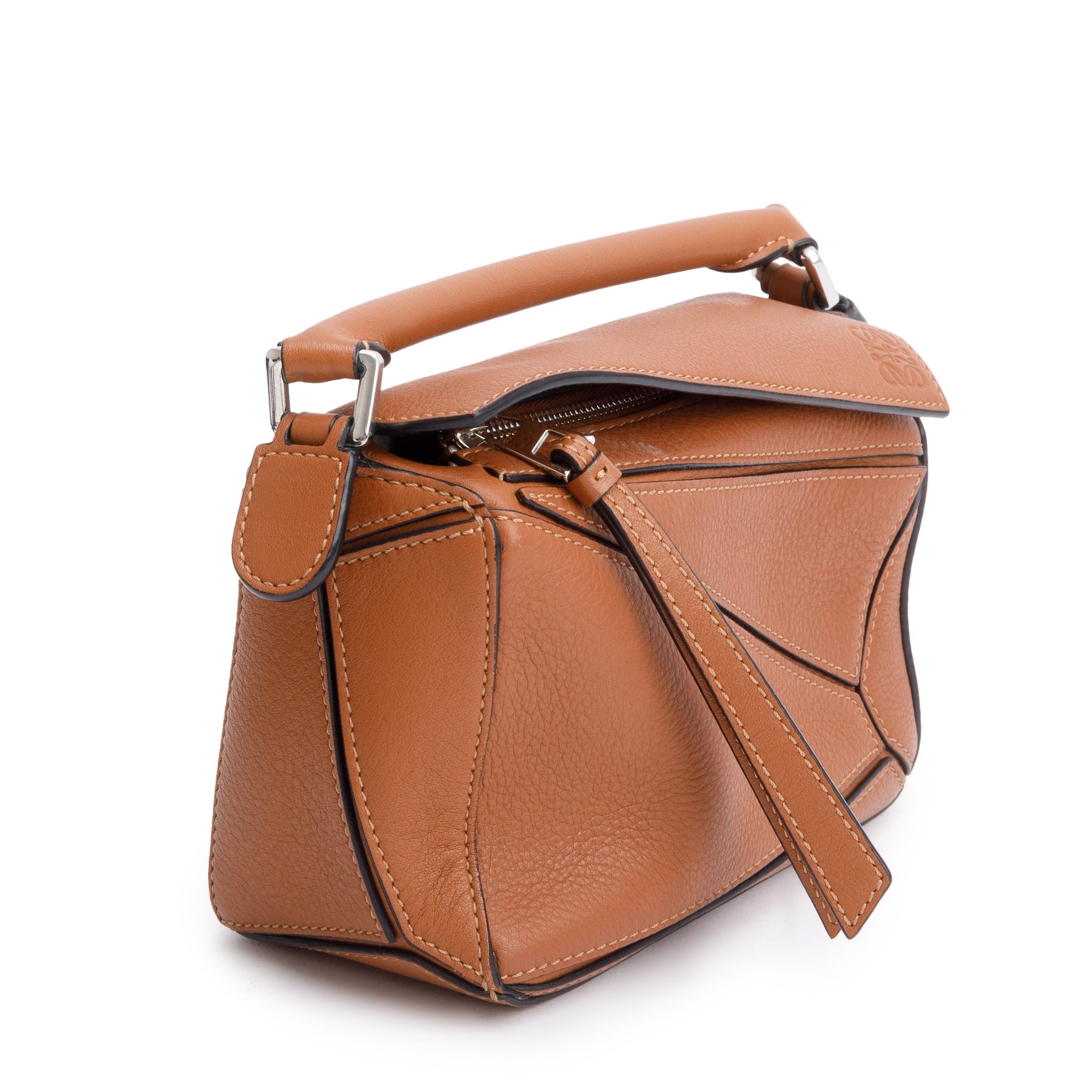 Loewe Tan Calfskin Leather Mini Puzzle Edge Bag w/ Strap – OLIVER'S