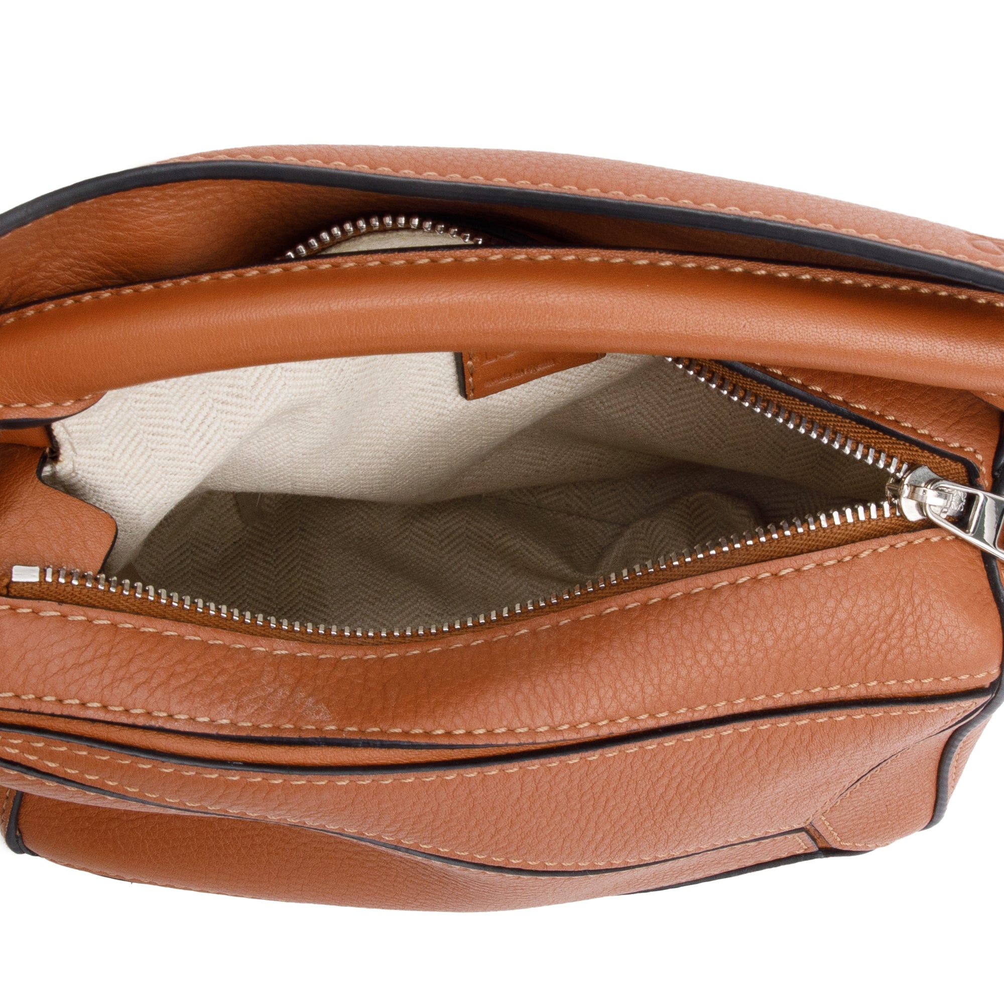 Loewe Tan Calfskin Leather Mini Puzzle Edge Bag w/ Strap