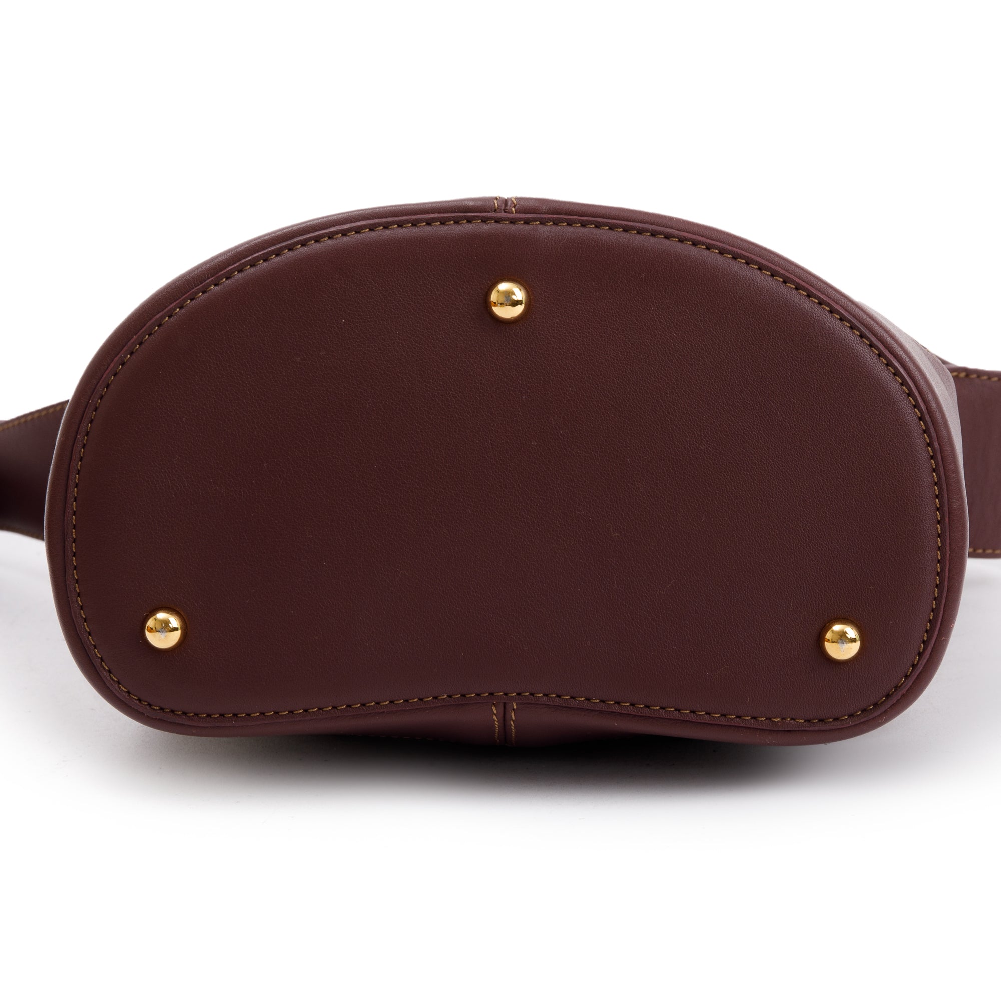 Loewe Vintage Burgundy Calfskin Leather Logo Bucket Bag w/ Pouch