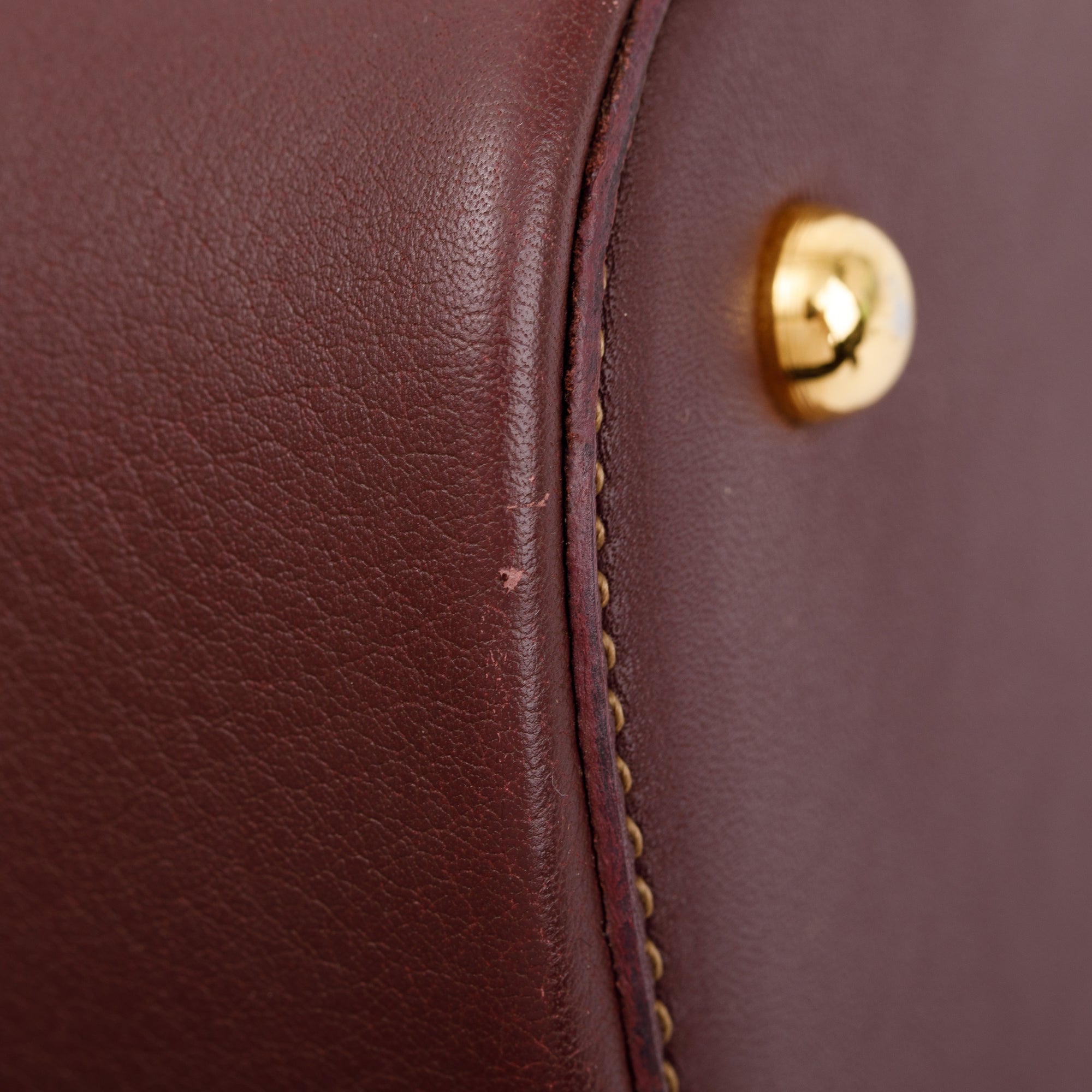 Loewe Vintage Burgundy Calfskin Leather Logo Bucket Bag w/ Pouch