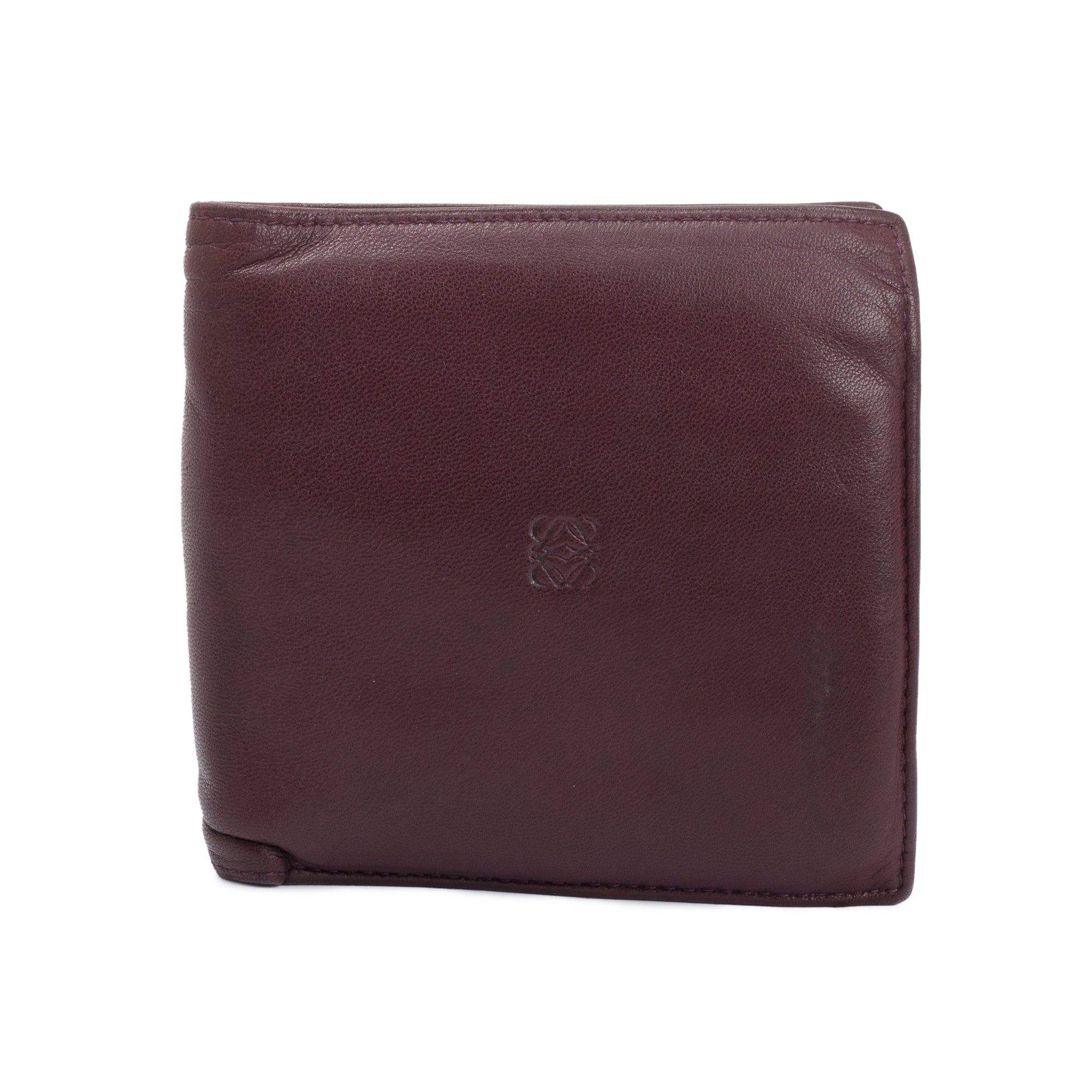 Loewe Vintage Burgundy Lambskin Leather Bifold Coin Wallet