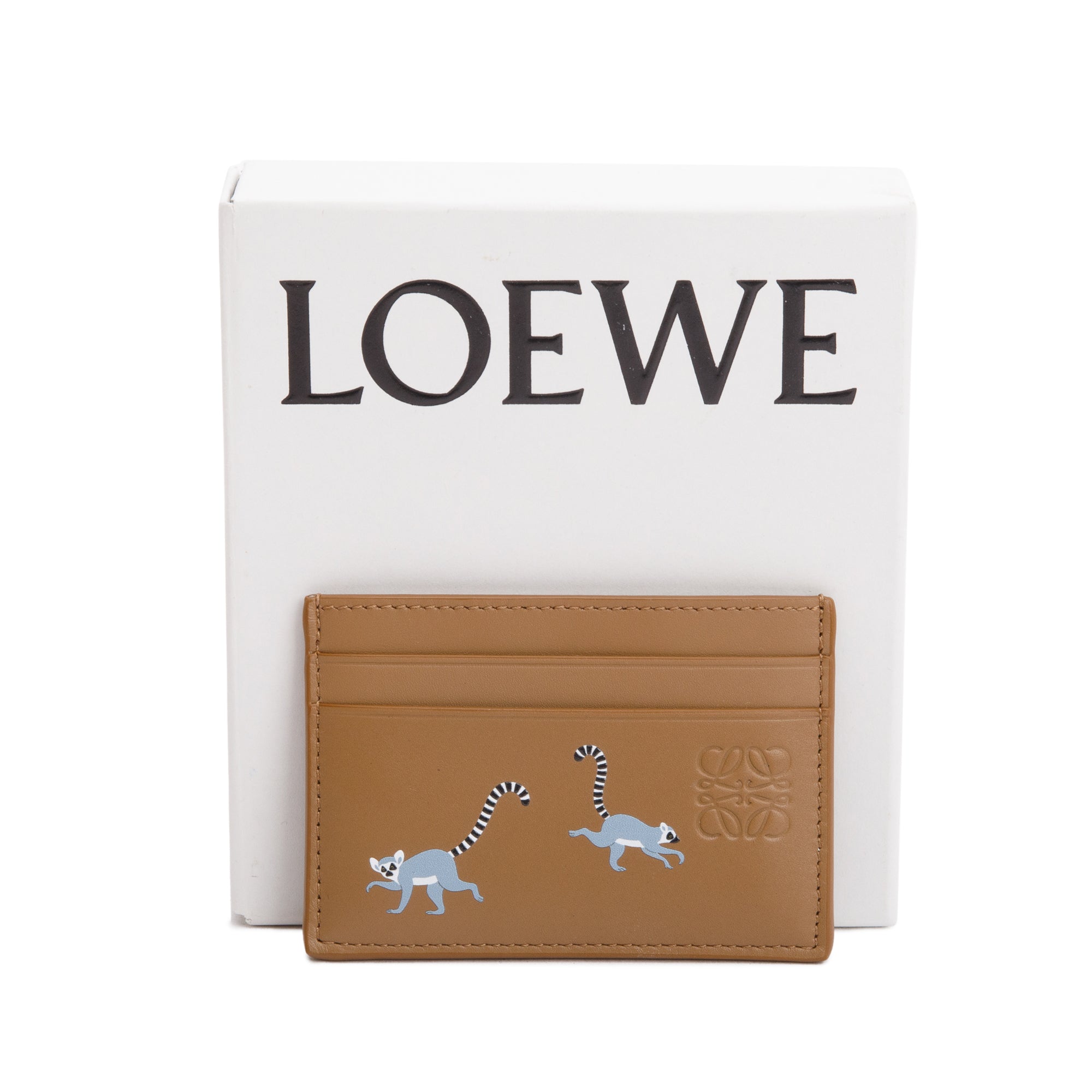 Loewe X Suna Fujita Lemur Brown Calfskin Leather Card Holder w/ Box