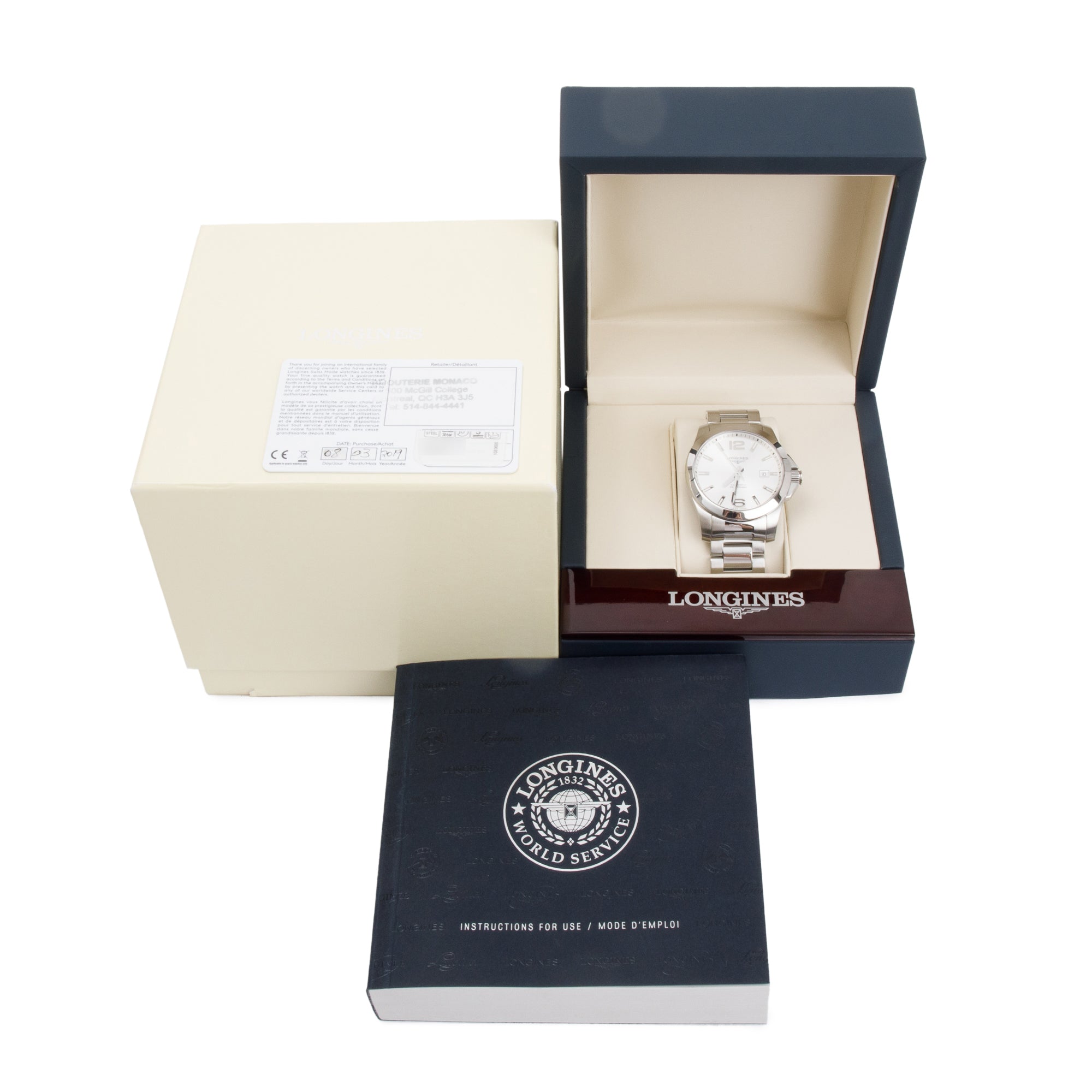 Longines Stainless Steel Conquest 41 MM Automatic Watch w/ Box & Papers