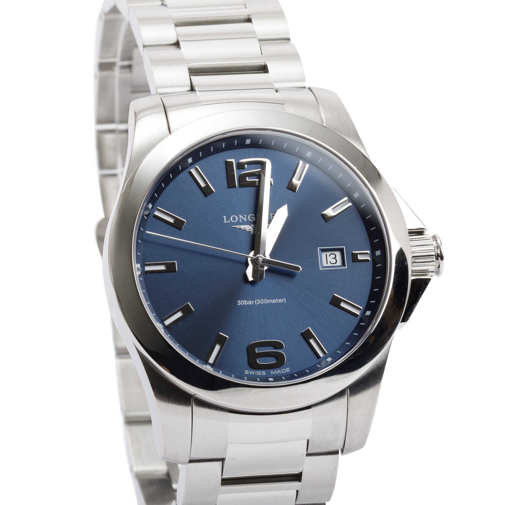 Longines Stainless Steel Conquest 41 MM Watch w/ Box & Papers