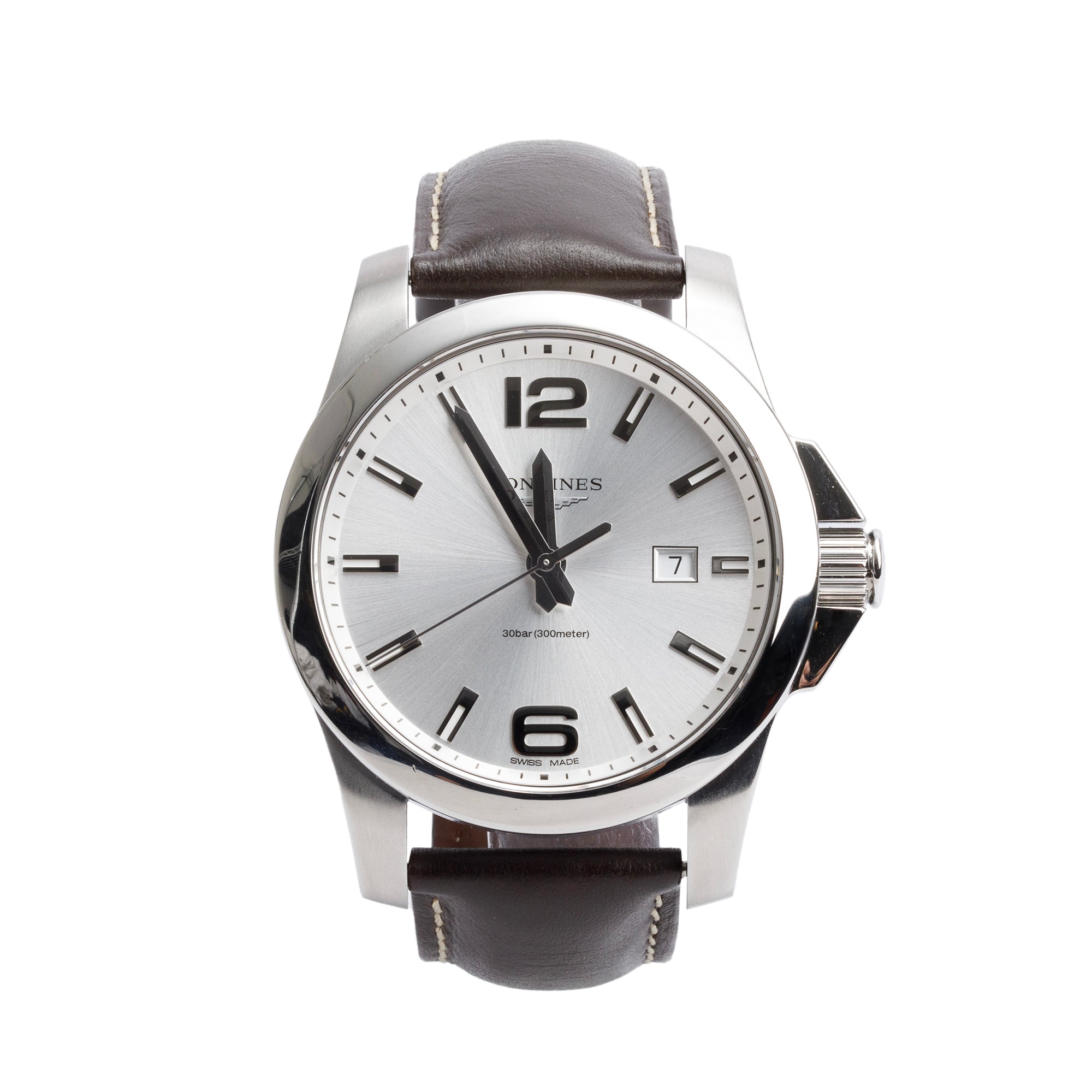 Longines Stainless Steel Conquest 43 MM Quartz Watch w/ Box