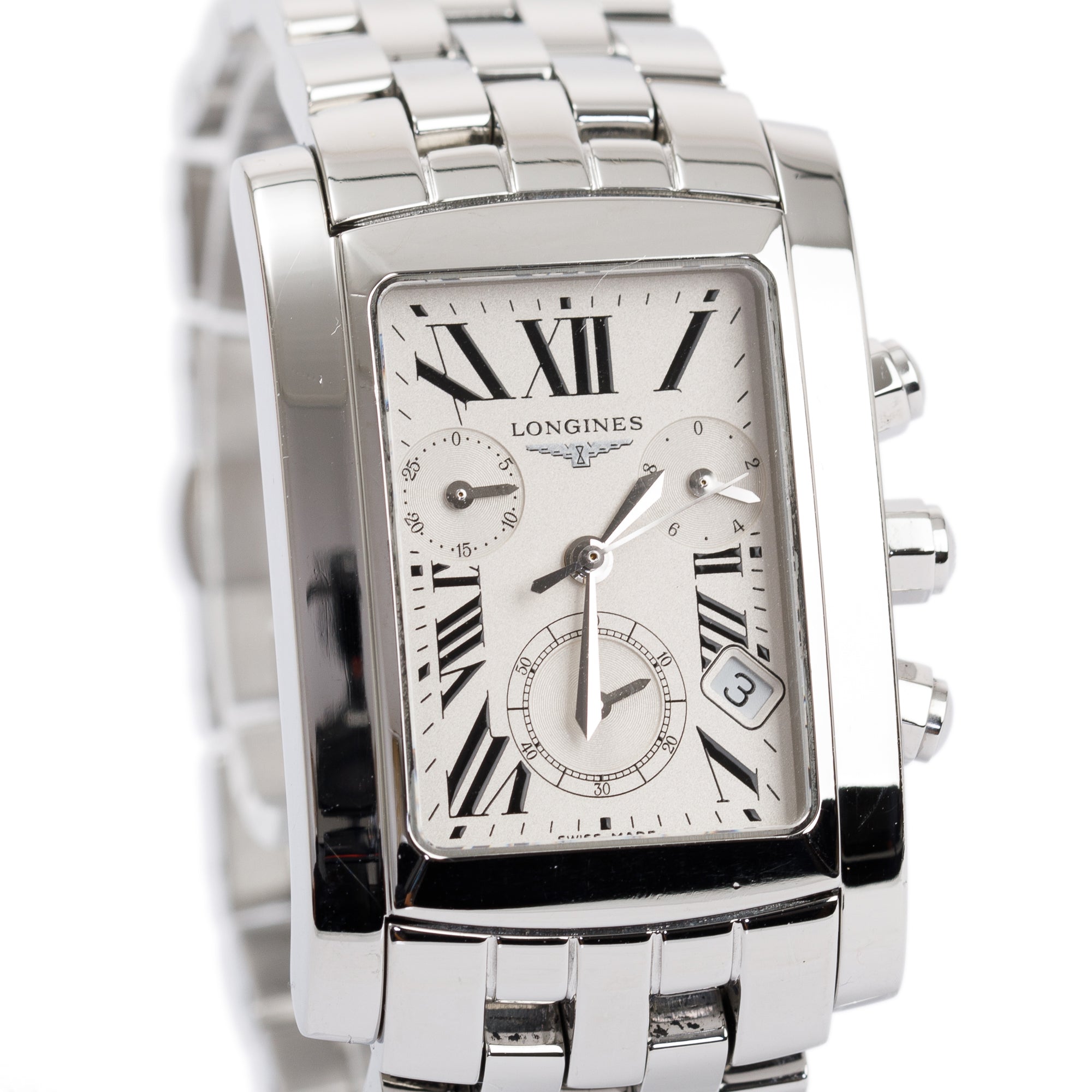 Longines Stainless Steel DolceVita 28 MM Chronograph Quartz Watch w/ Box & Papers