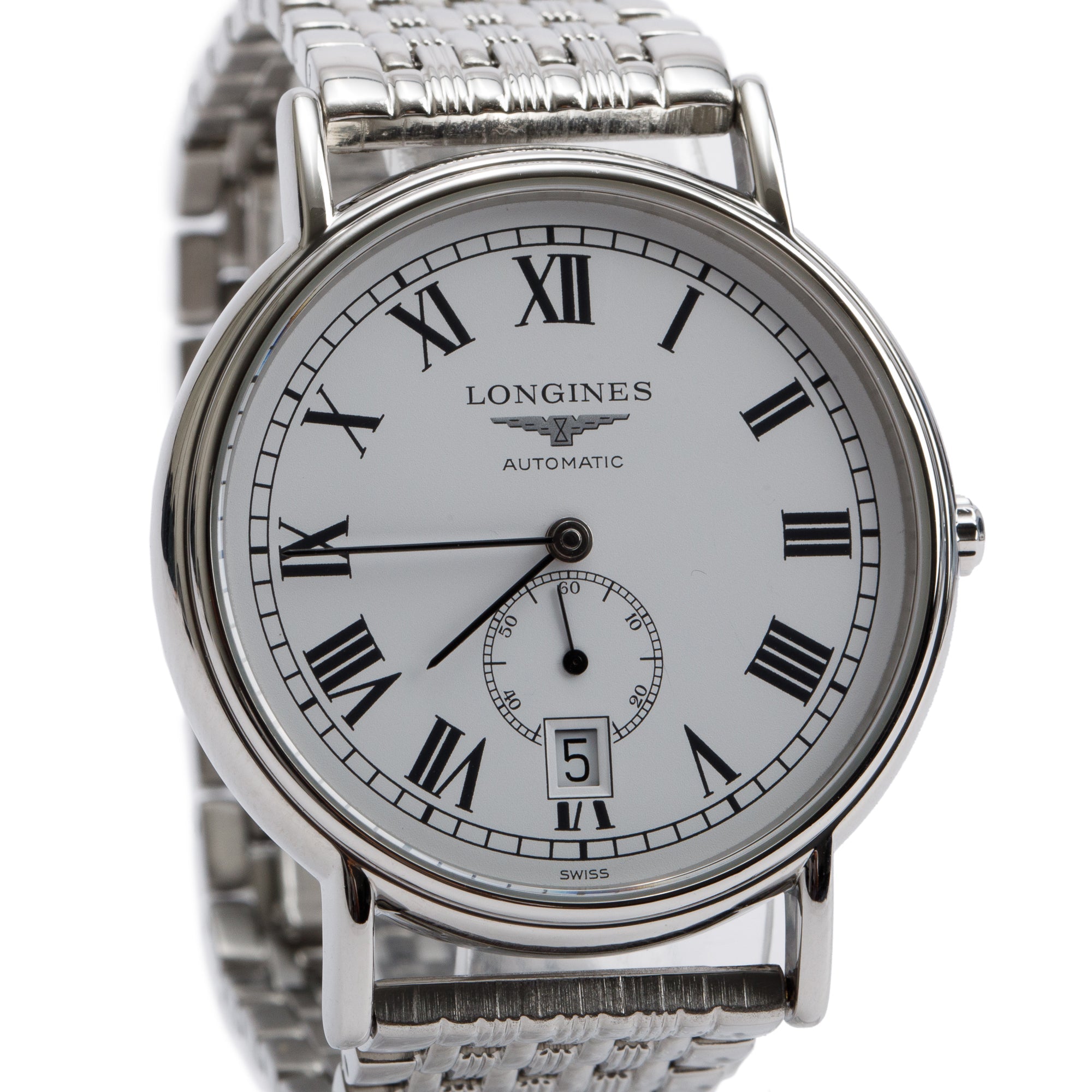 Longines Stainless Steel Presence 38.5 MM Automatic Watch w/ Box & Papers & Extra Strap