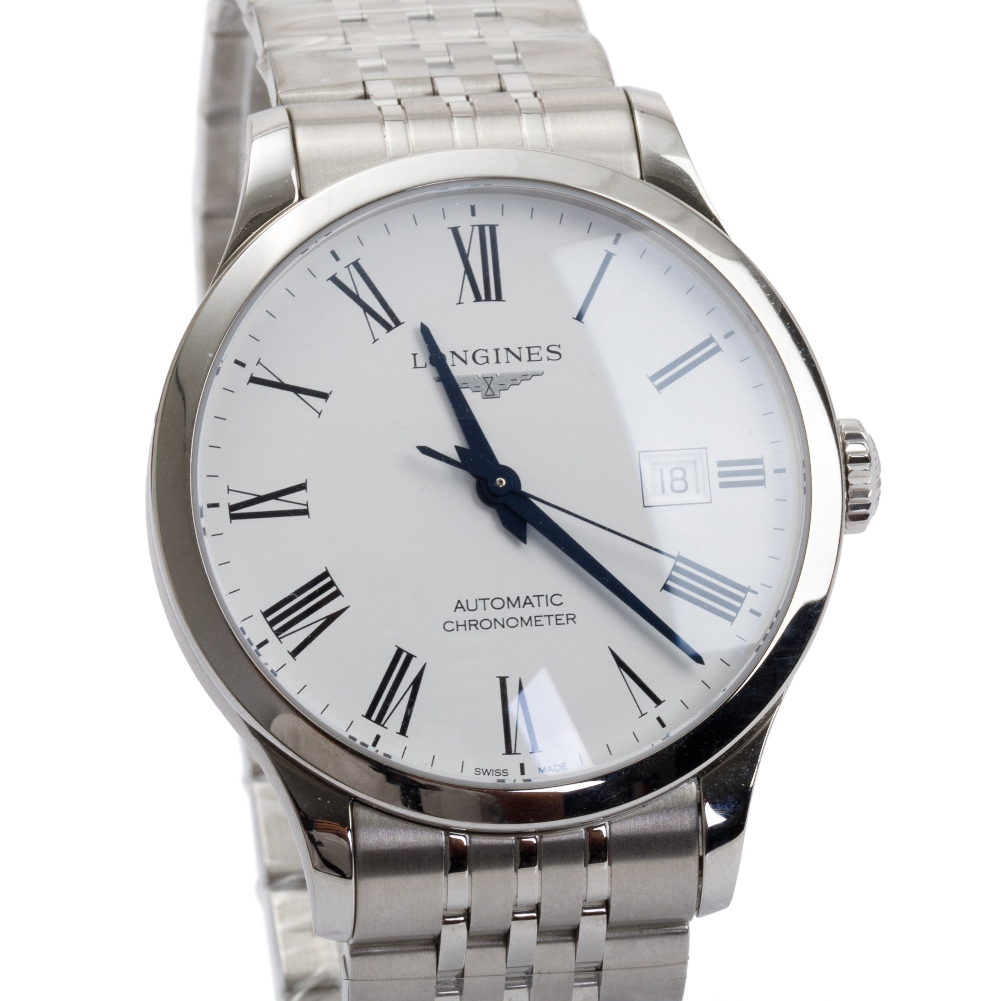 Longines Stainless Steel Record 40 MM Automatic Watch w/ Box & Papers