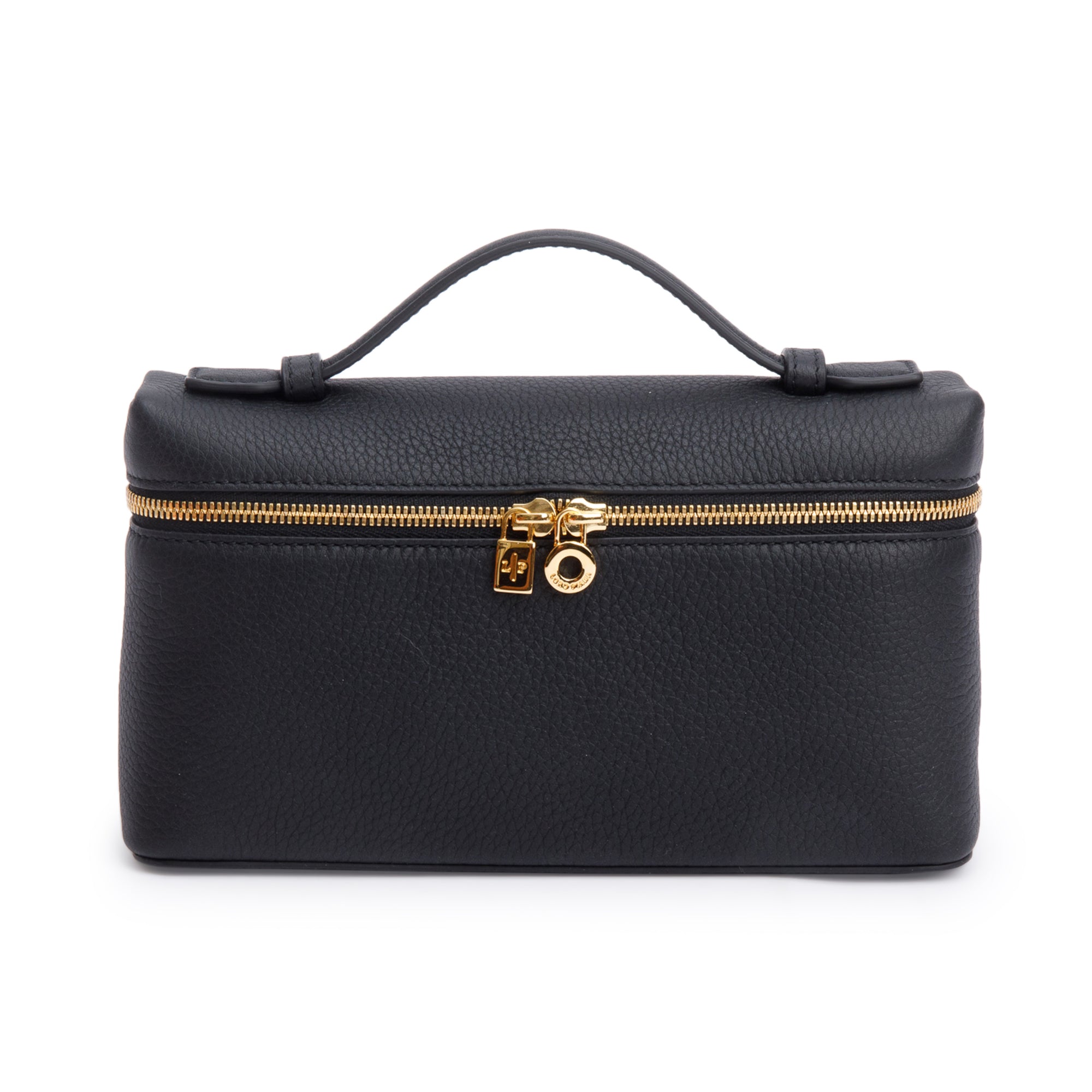 Loro Piana 2025 Black Grained Calfskin Leather Extra Pocket L19 Pouch w/ Strap, Box & Receipt