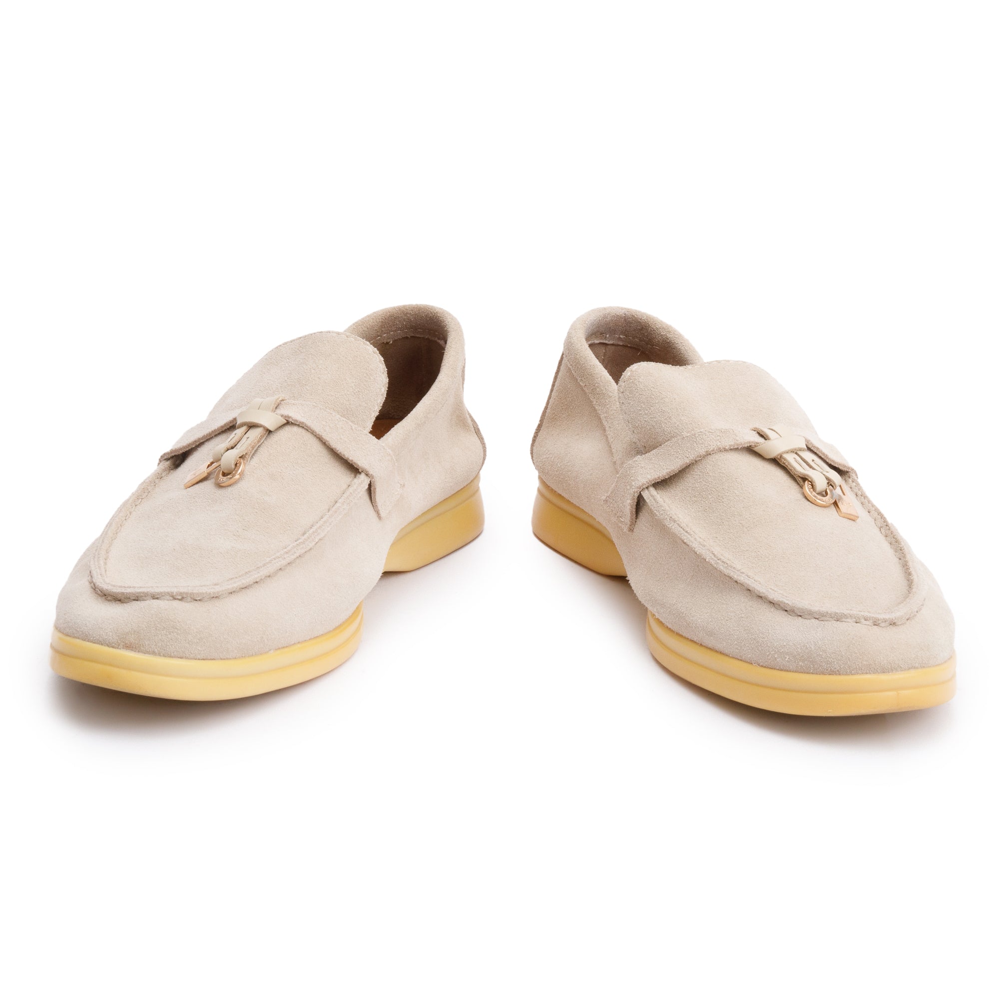 Loro Piana Taupe Suede Summer Charms Walk Loafers, Size 40