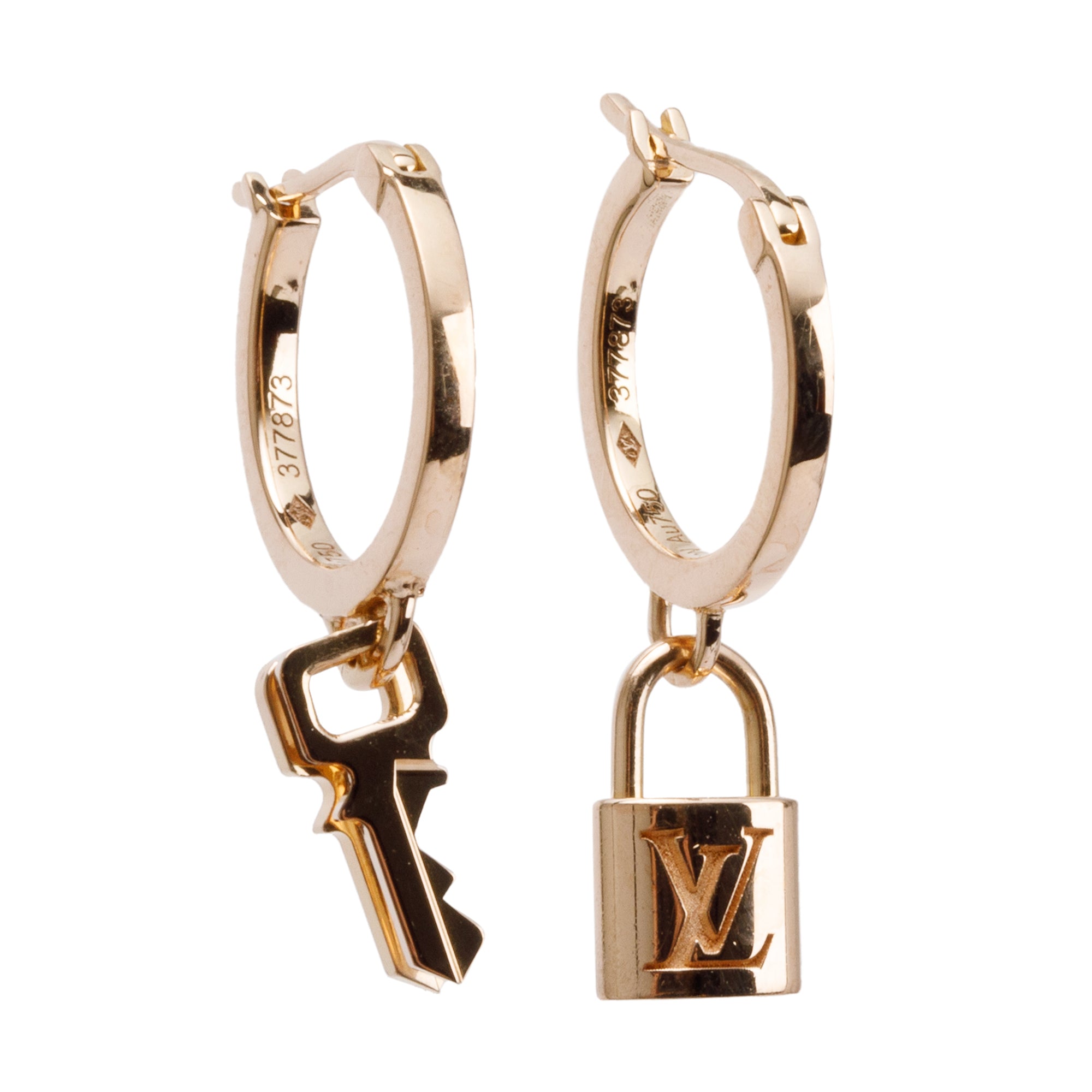 Louis Vuitton 18k Rose Gold Keyhole Lock It Earrings