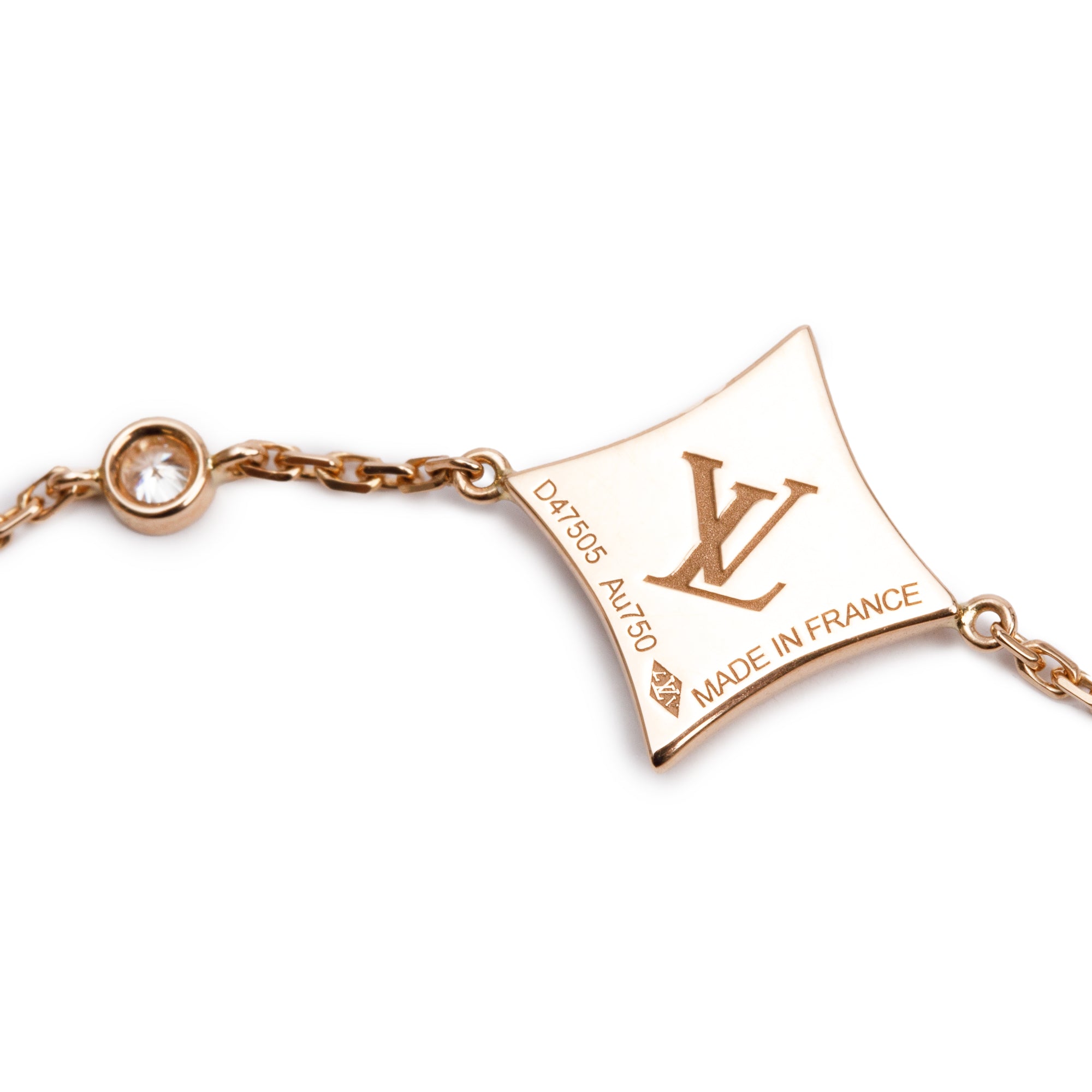 Louis Vuitton 18k Rose Gold Pink Mother of Pearl & Diamond Color Blossom BB Star Bracelet w/ Box