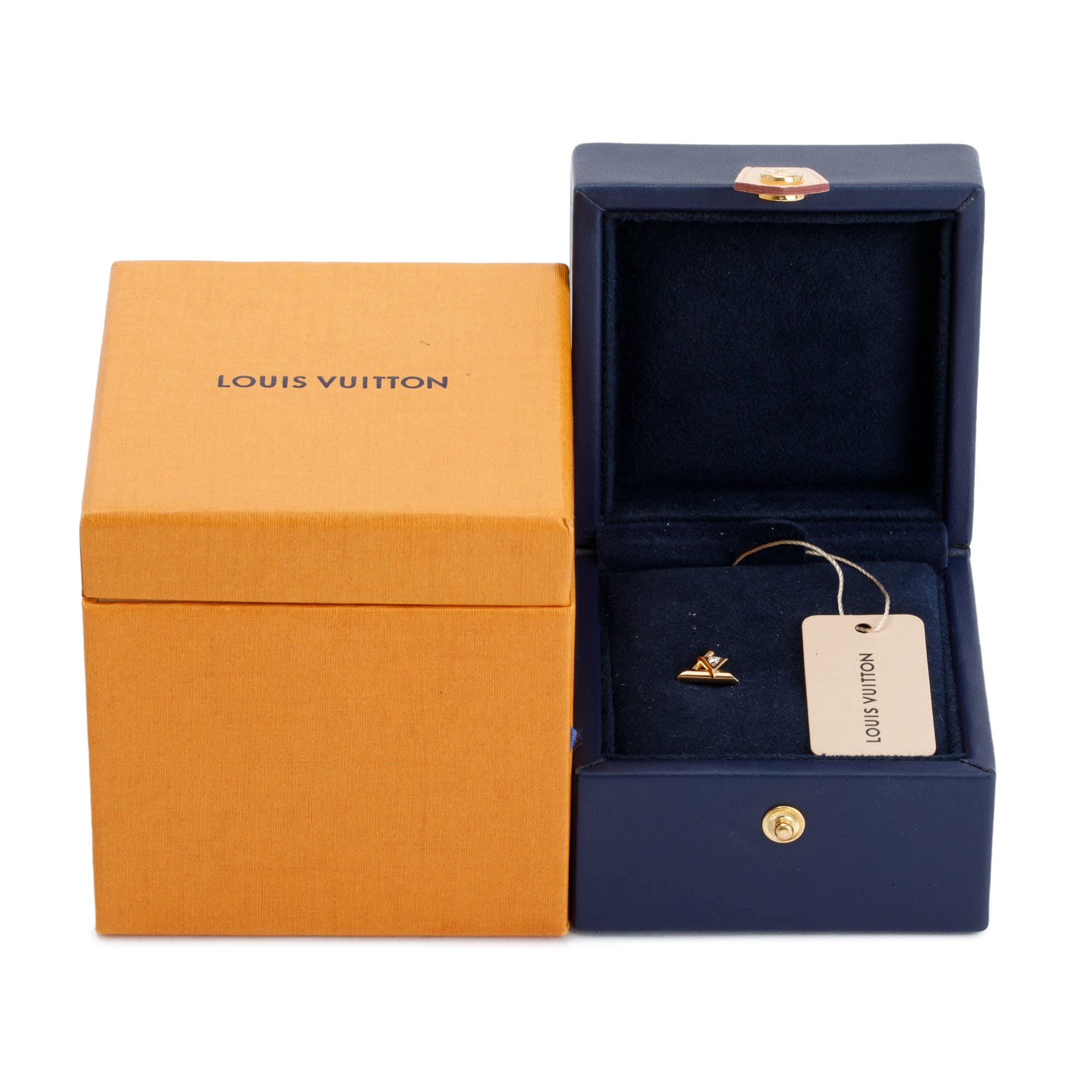 Louis Vuitton 18k Yellow Gold Diamond LV Volt Single Stud Earring w/ Box
