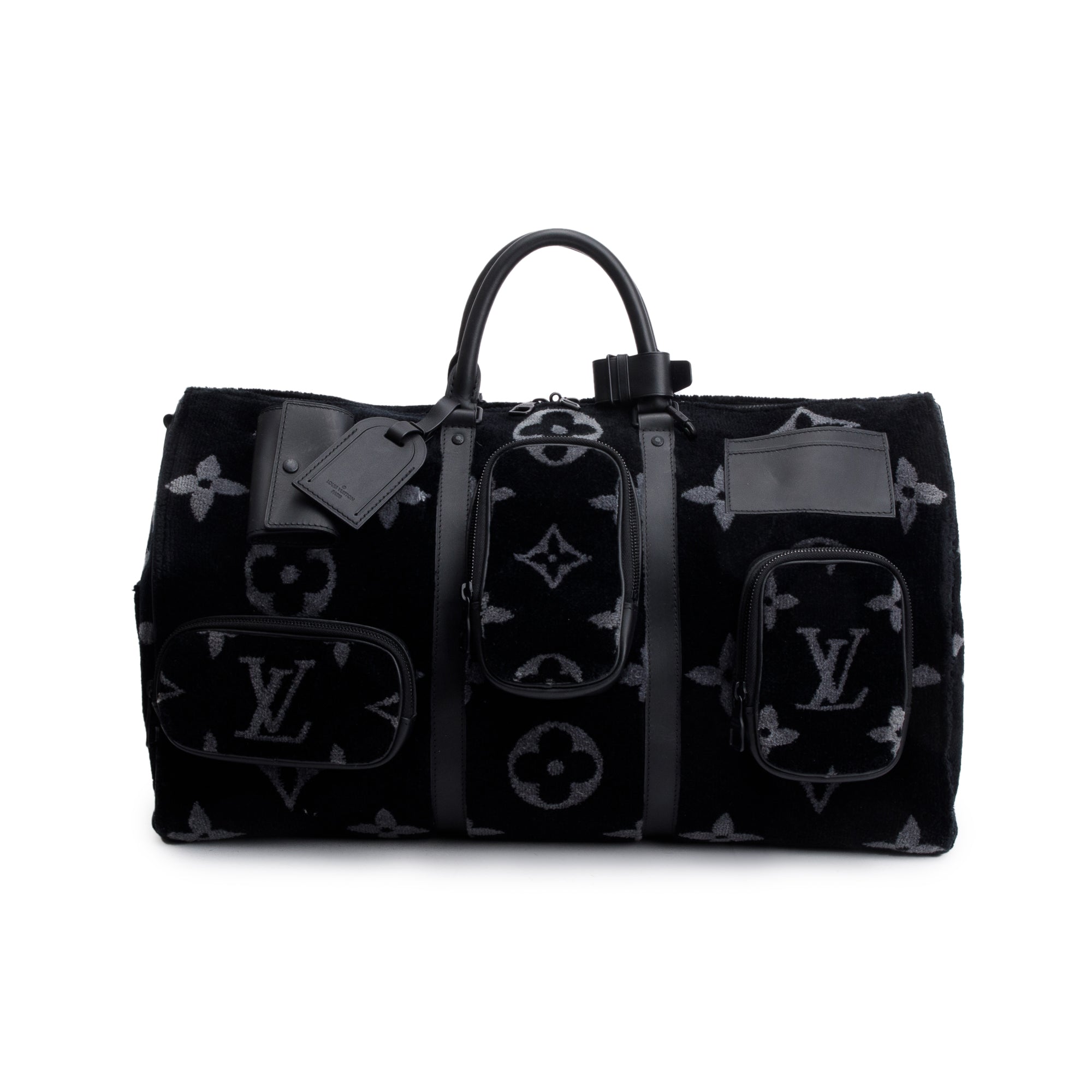 Louis Vuitton 2020 Black Monogram Eclipse Taffetage Multipocket Keepall Bandouliere 50