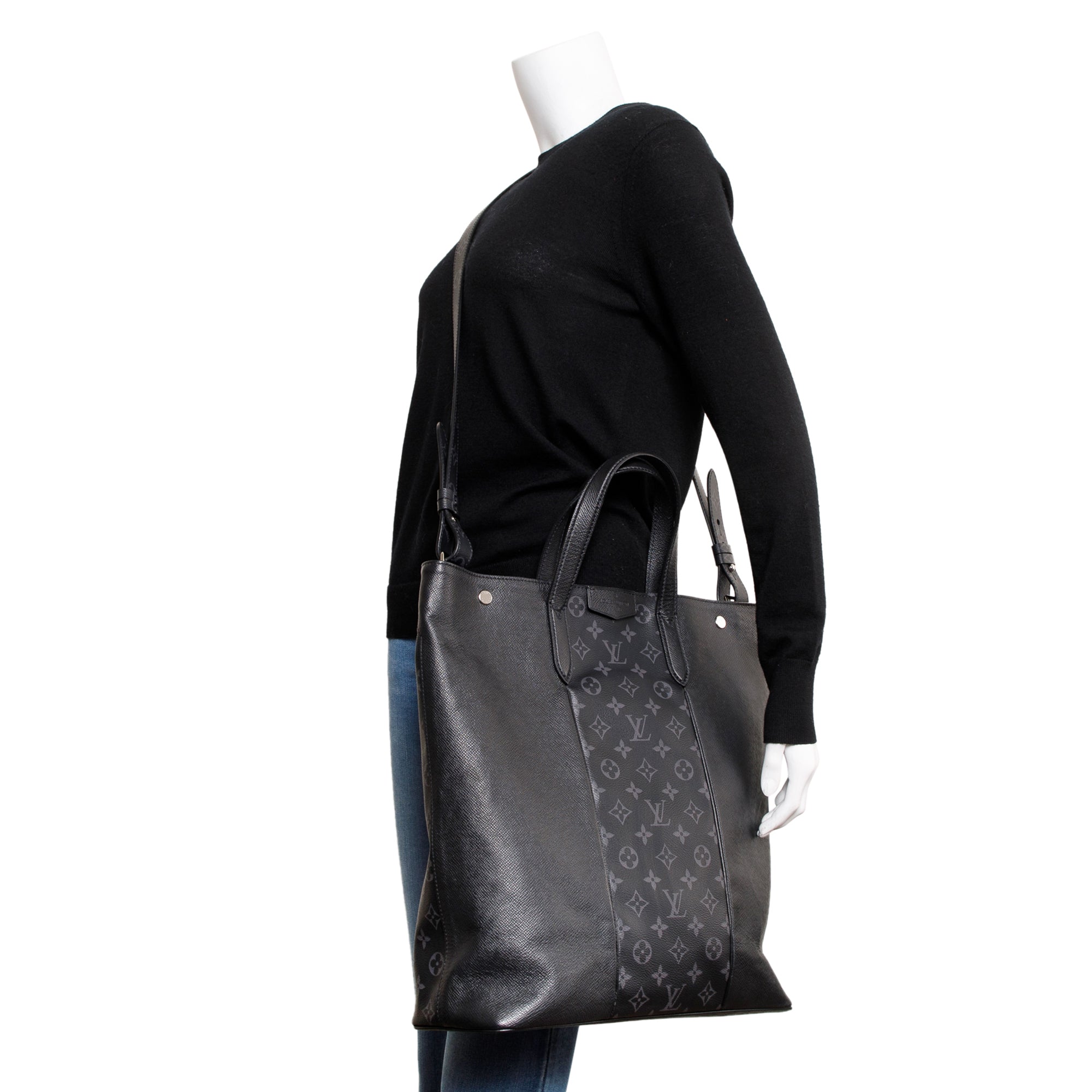 Louis Vuitton 2020 Black Monogram Taigarama City Tote w/ Strap
