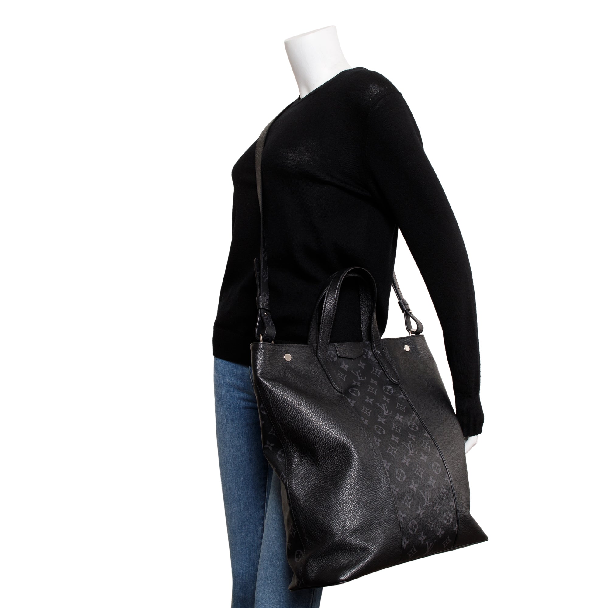 Louis Vuitton 2020 Black Monogram Taigarama City Tote w/ Strap