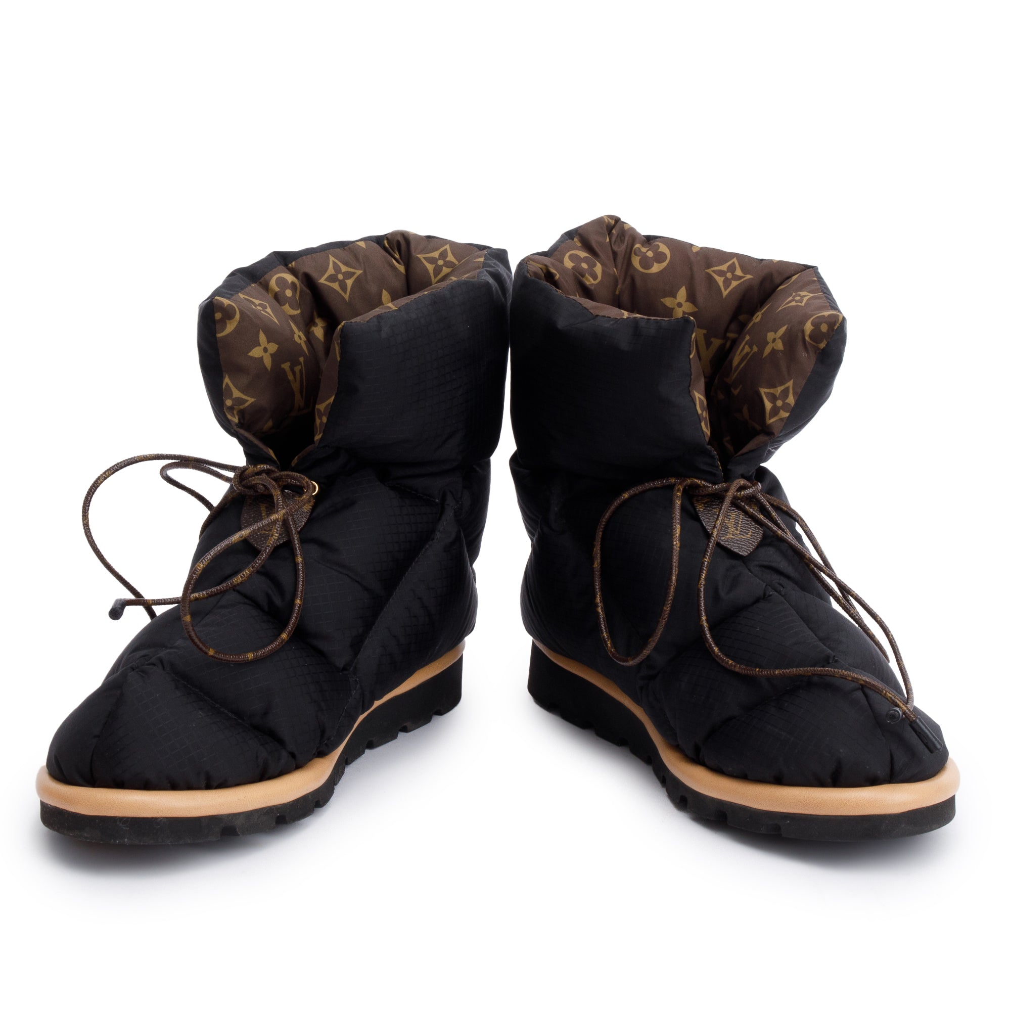 Louis Vuitton 2020 Black Nylon Lace-Up Pillow Comfort Ankle Boots, Size 39