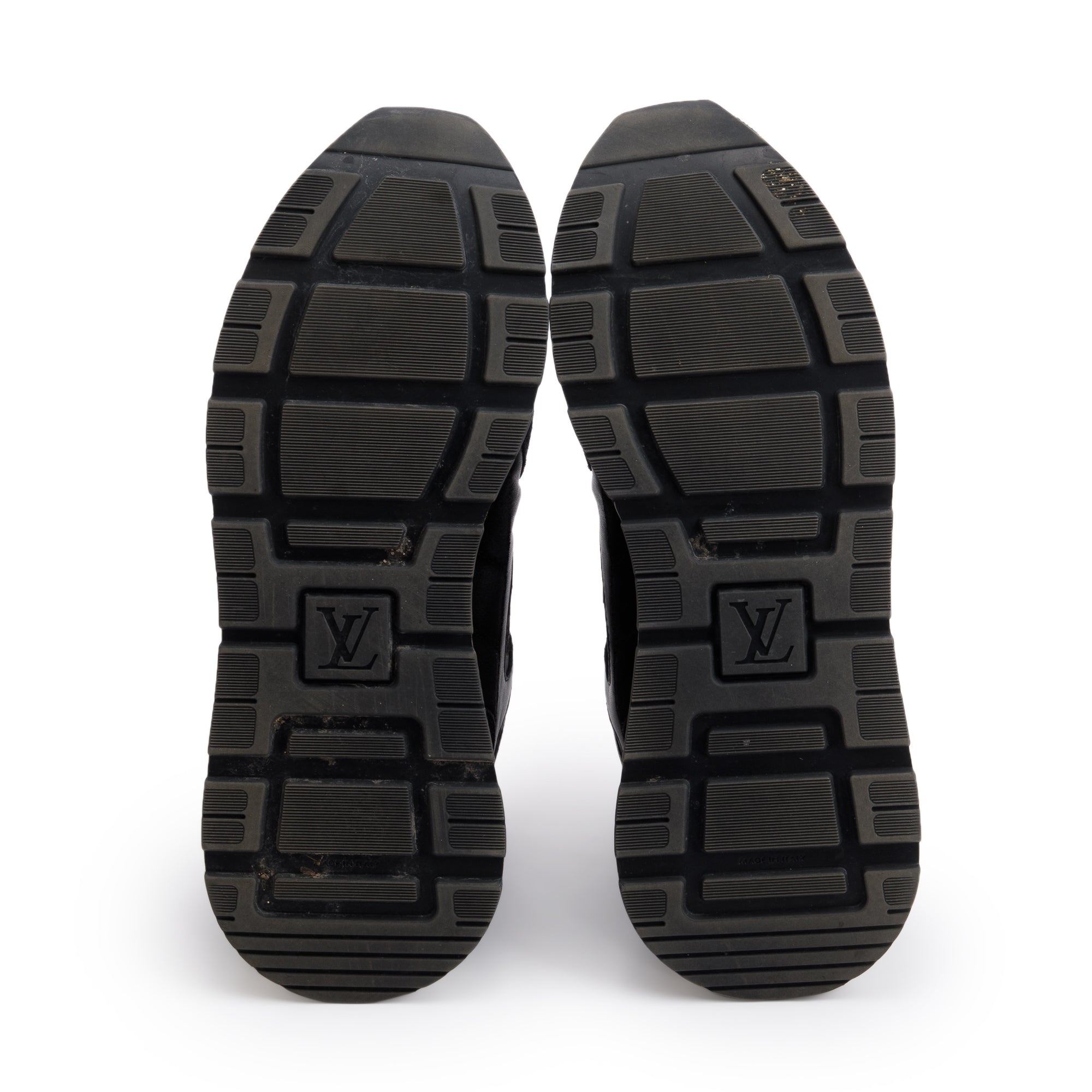 Louis Vuitton 2020 Black Suede Mesh Calfskin Run Away Sneakers, Size 7 w/ Box